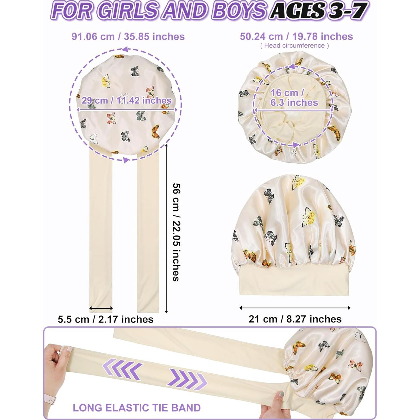 Bonete de Satén para Niños AWAYTR Beige Mariposa 3-7 Años