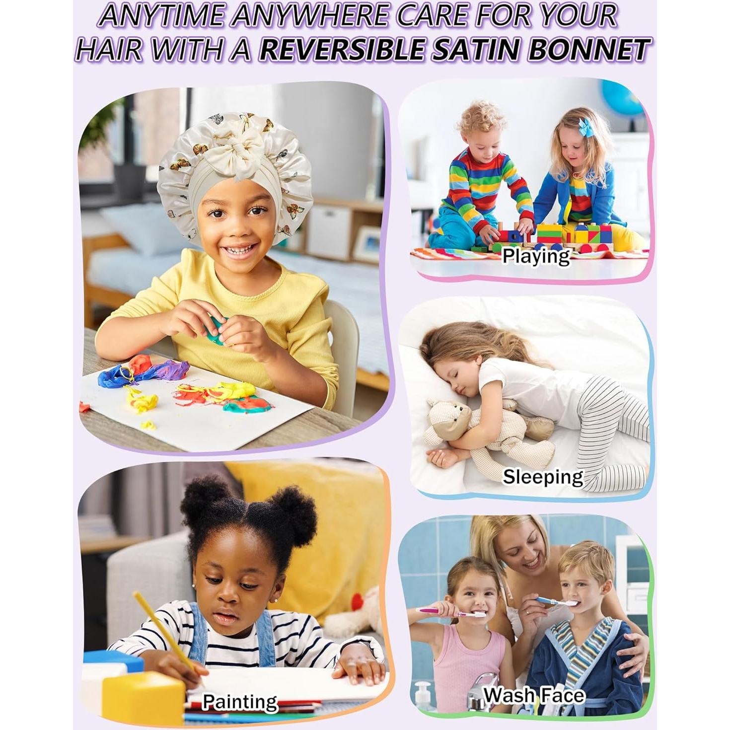 Bonete de Satén para Niños AWAYTR Beige Mariposa 3-7 Años