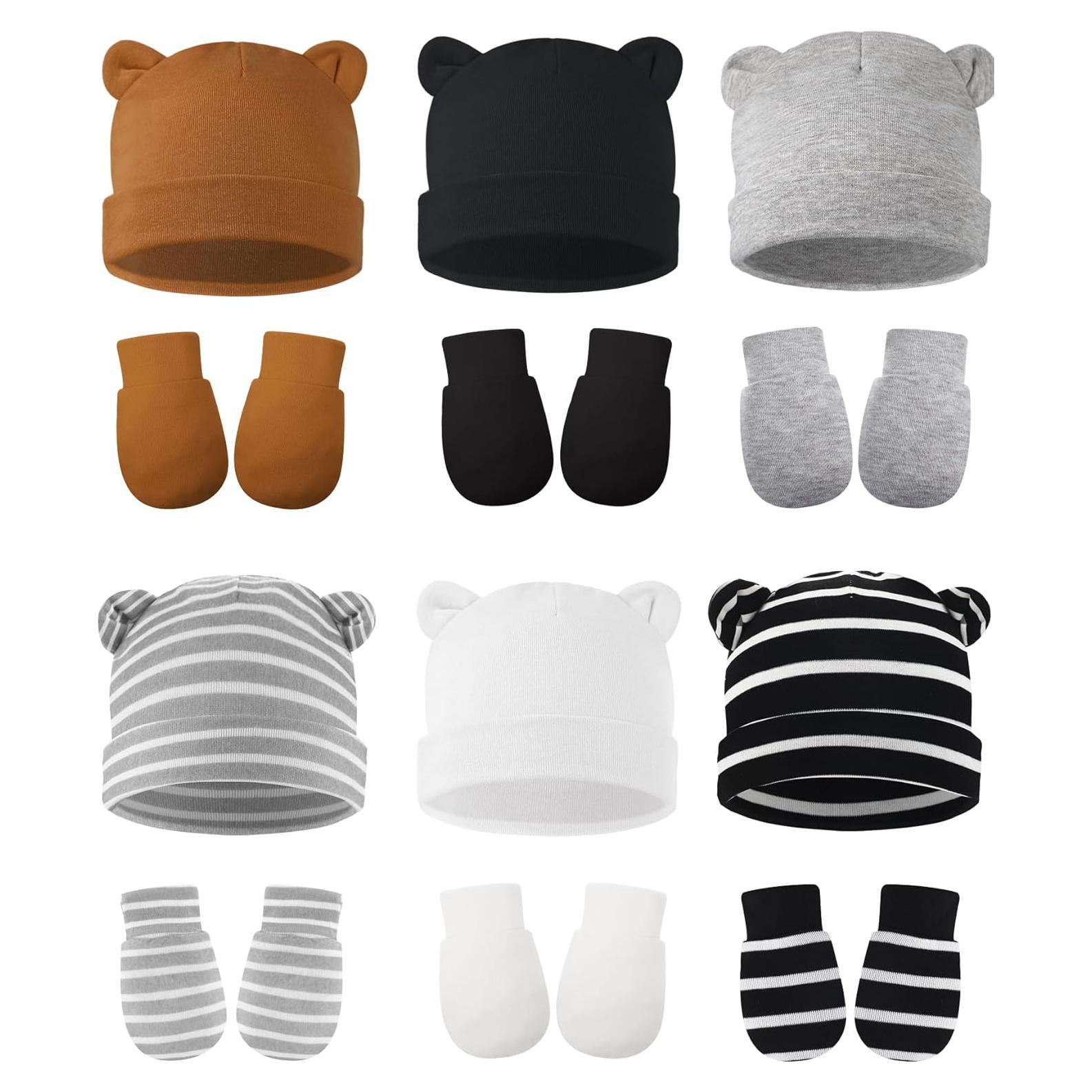 Conjunto de Gorros y Manoplas Geyoga 12 Piezas Bebés 0-12 Meses