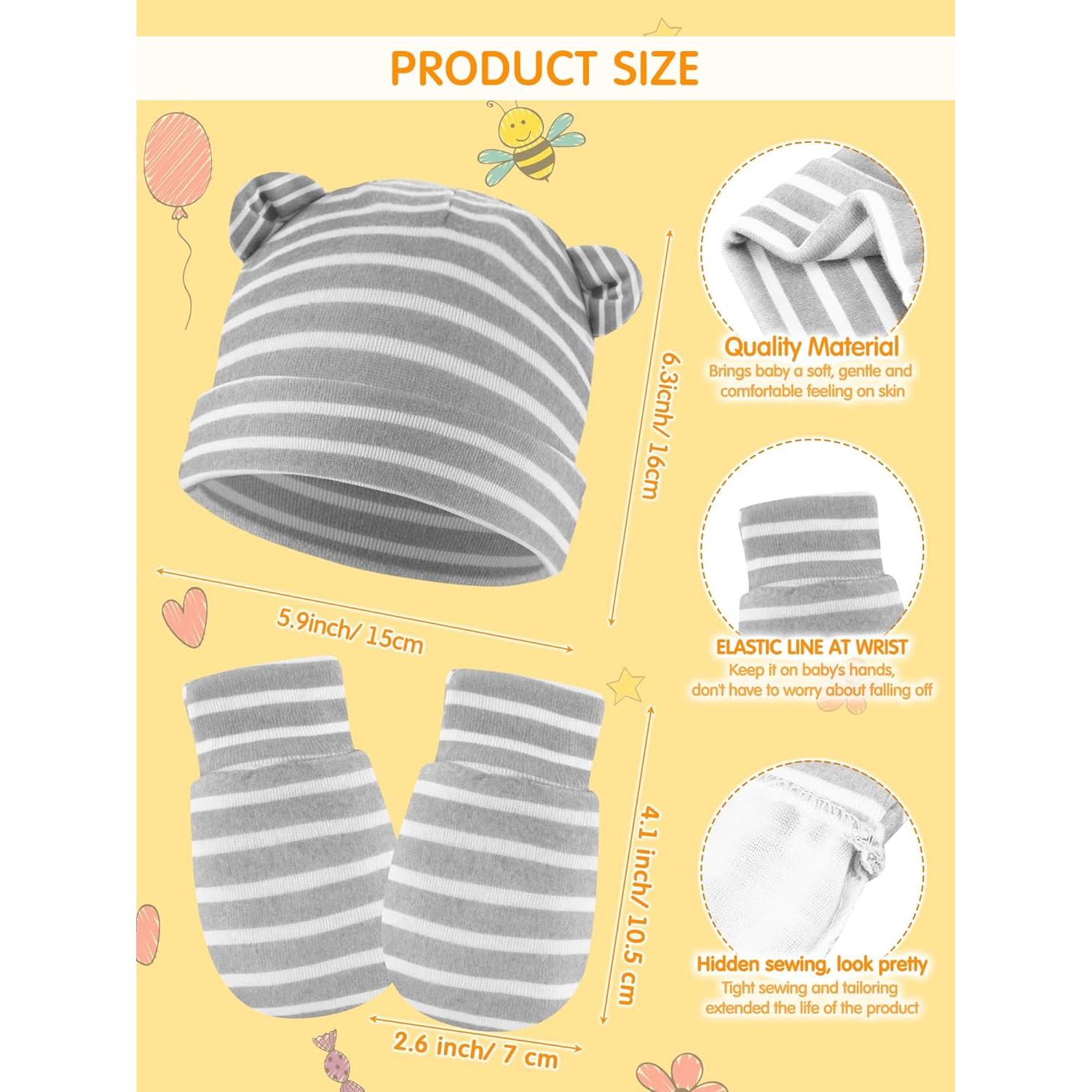 Conjunto de Gorros y Manoplas Geyoga 12 Piezas Bebés 0-12 Meses