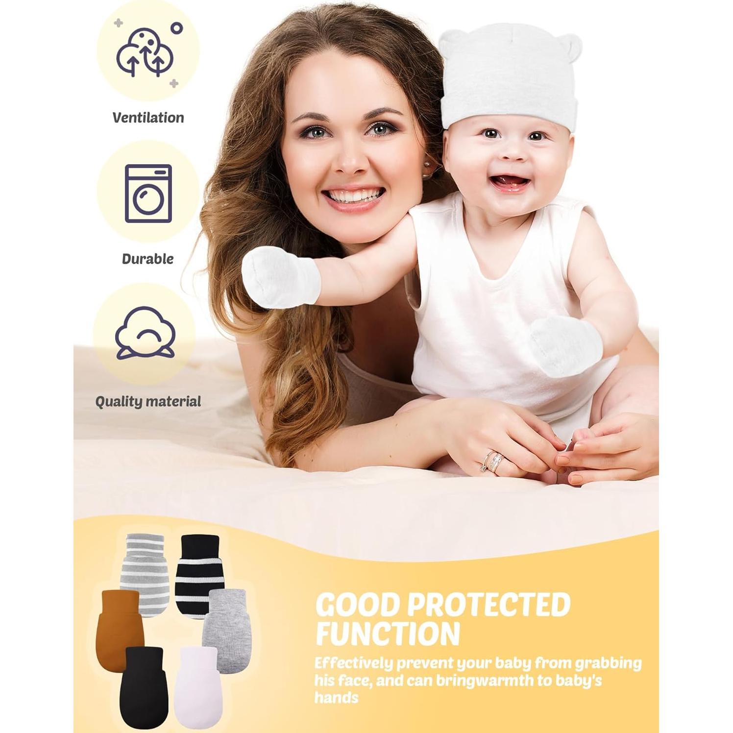 Conjunto de Gorros y Manoplas Geyoga 12 Piezas Bebés 0-12 Meses