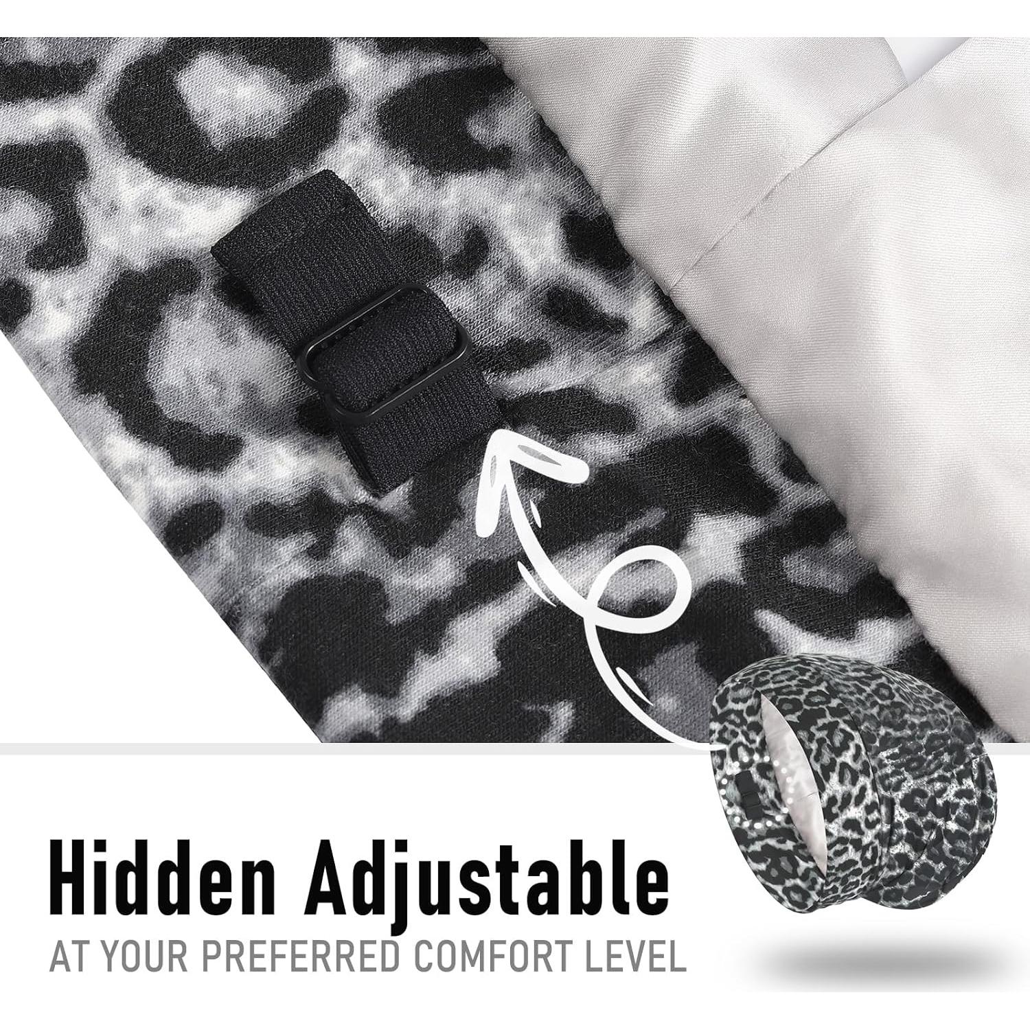 Bonete de Seda SOLZEK para Dormir Ajustable Leopardo 18x15cm