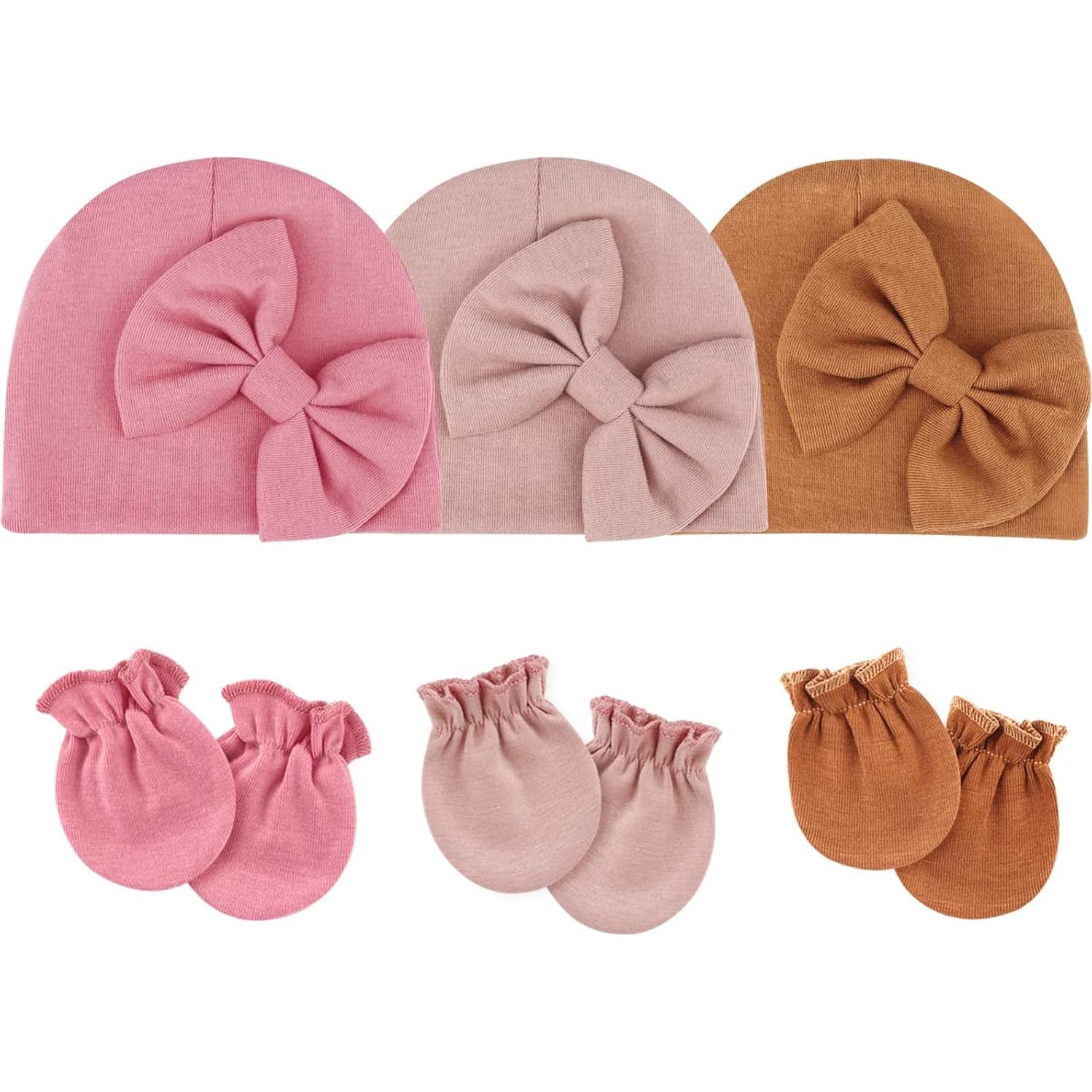 BQUBO Gorro y Manoplas para Bebés 0-6 Meses Algodón