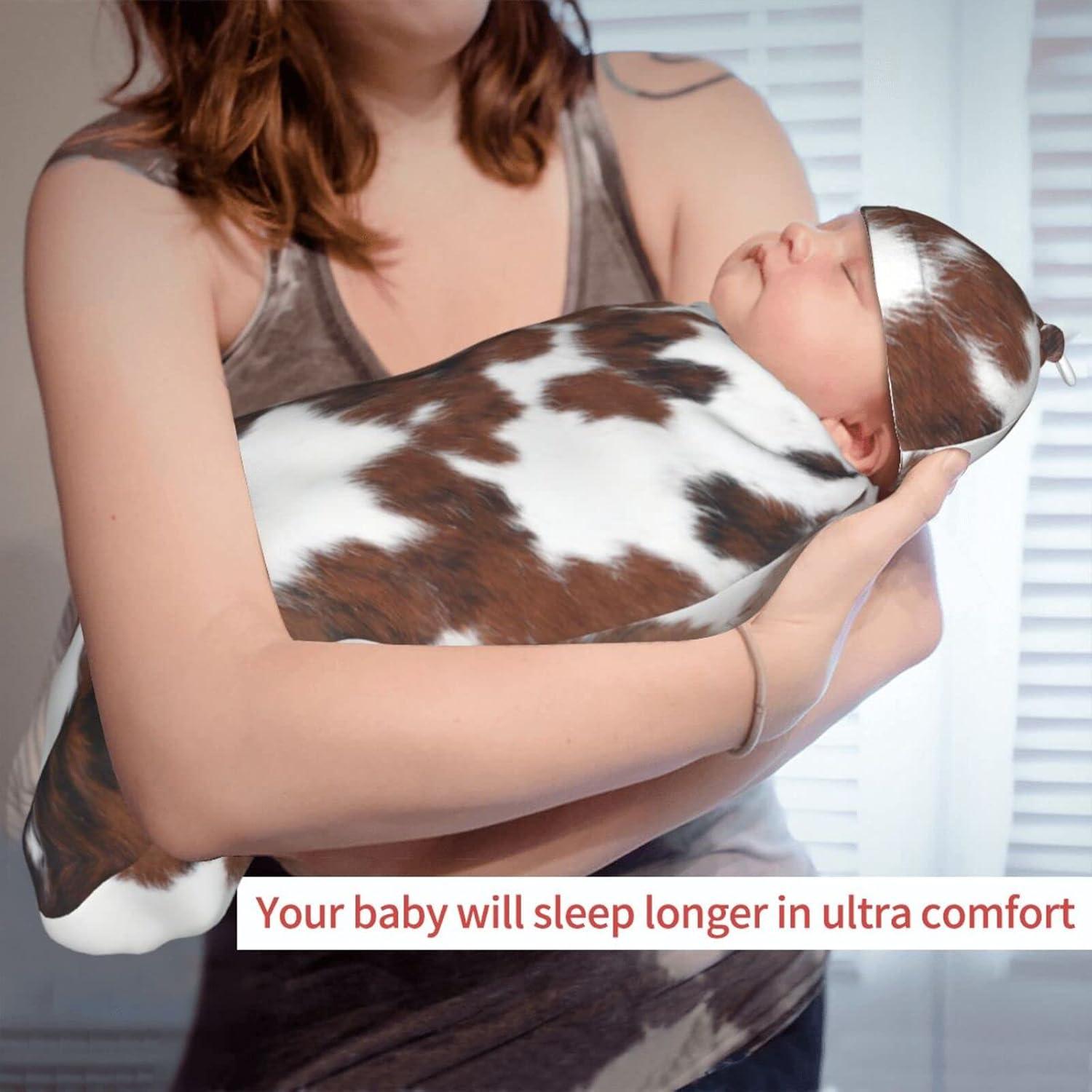 Manta Envoltura Bebé Tebjh Estampado Vaca 52.8x29cm con Sombrero