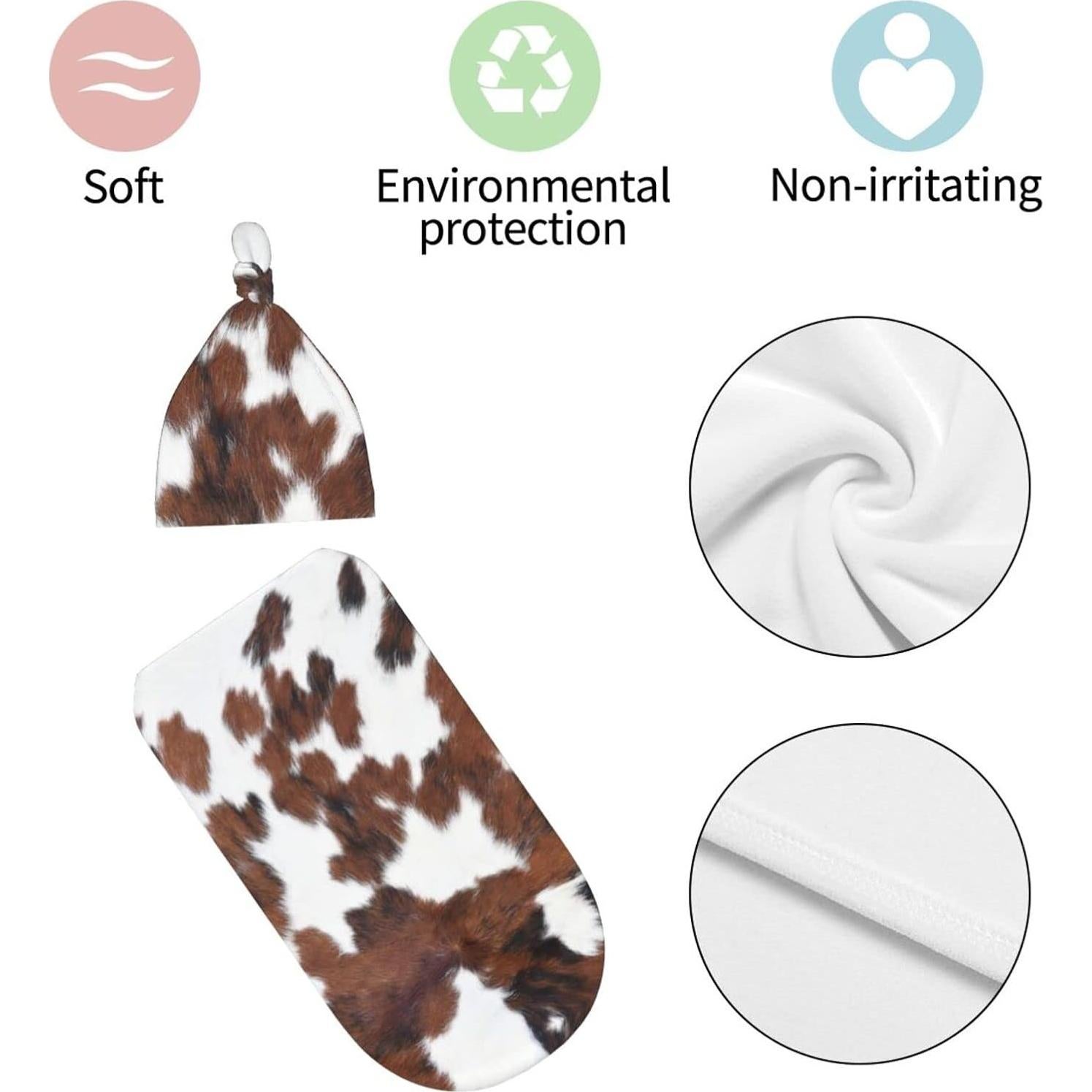 Manta Envoltura Bebé Tebjh Estampado Vaca 52.8x29cm con Sombrero