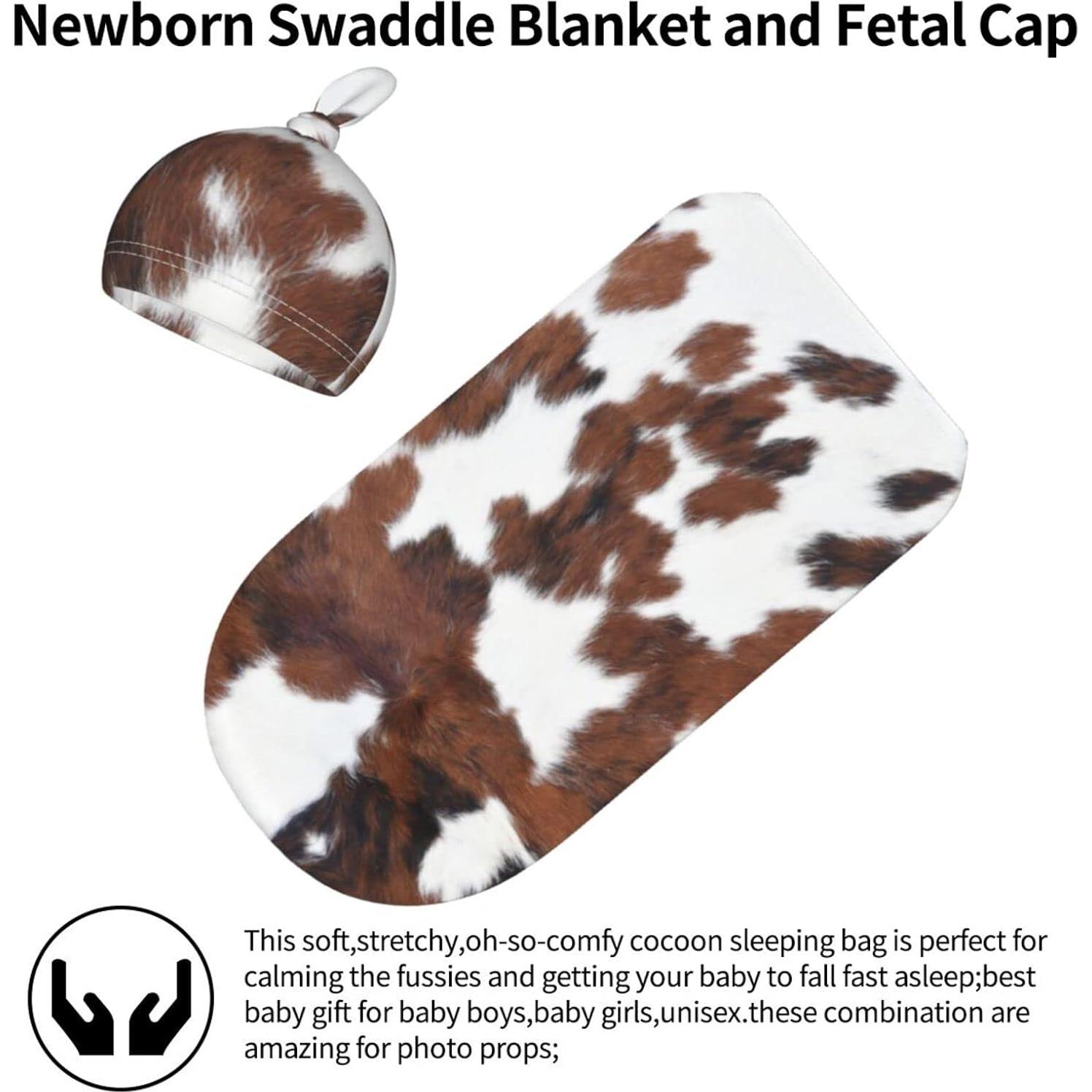 Manta Envoltura Bebé Tebjh Estampado Vaca 52.8x29cm con Sombrero