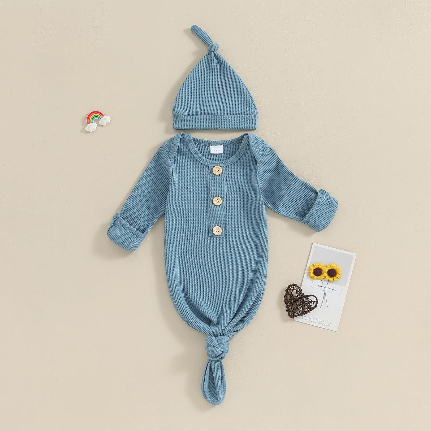 Conjunto Gorro y Saco Anudado KMBANGI Bebés 0-3 Meses Azul