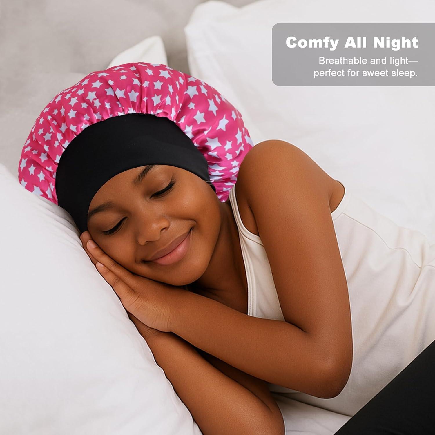 Gorro de Seda para Dormir Niñas 2PCS Suave y Ajustable