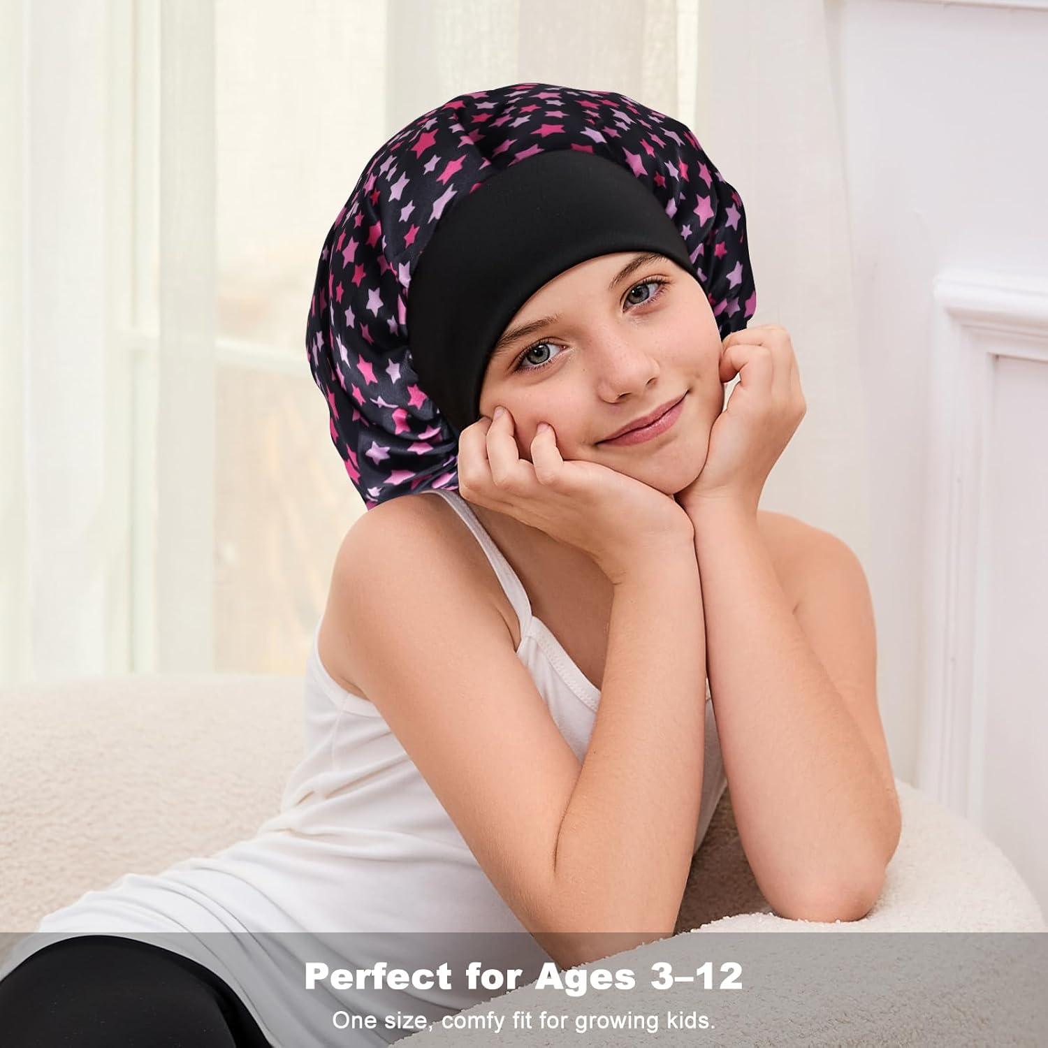 Gorro de Seda para Dormir Niñas 2PCS Suave y Ajustable