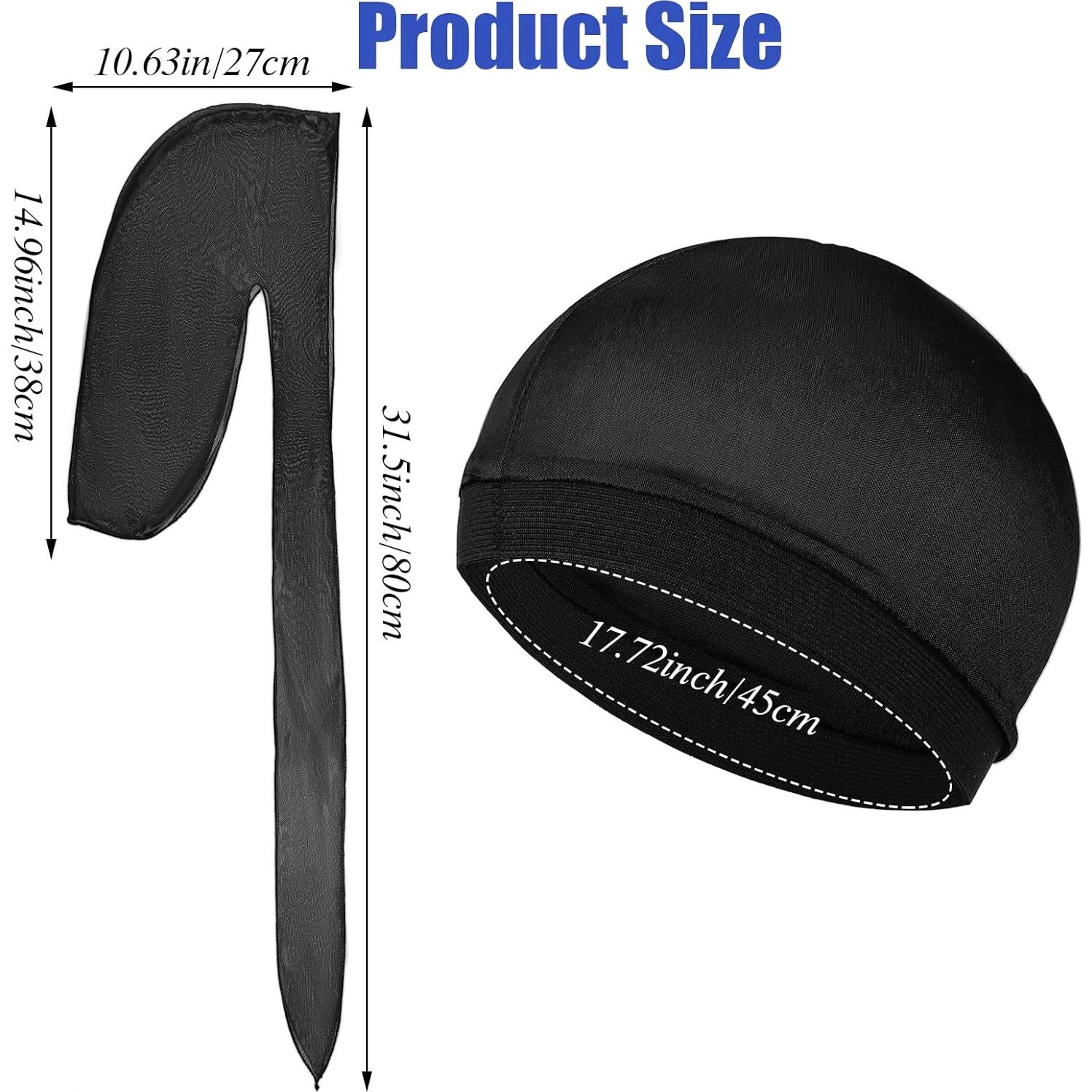 Juego de 4 Durags de Seda para Niños - Gorras de Olas Negro