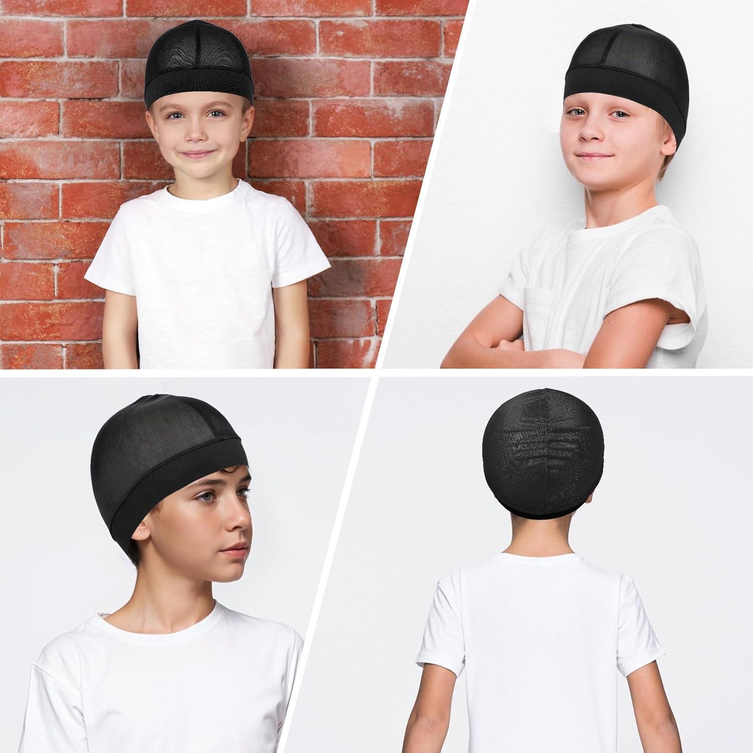 Juego de 4 Durags de Seda para Niños - Gorras de Olas Negro