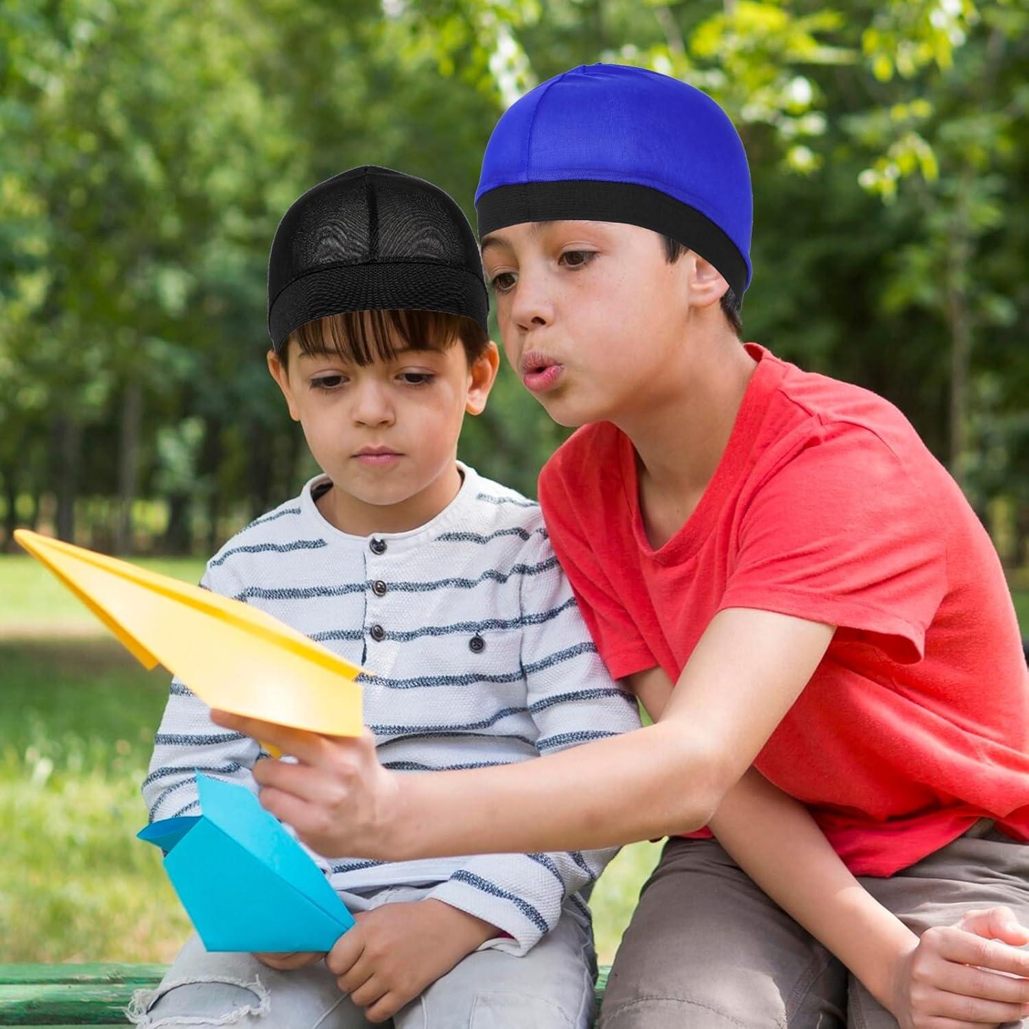 Juego de 4 Durags de Seda para Niños - Gorras de Olas Negro