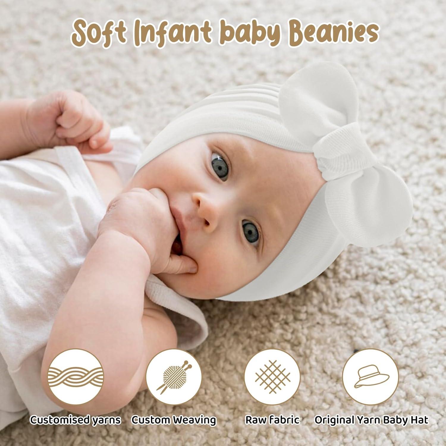 Gorro Beanie para Bebé Niña con Lazo de Algodón - Talla Única