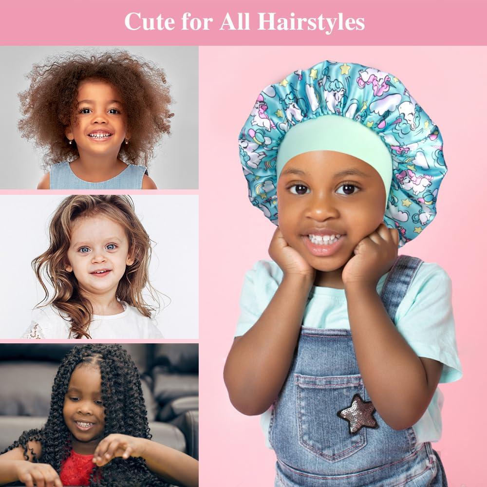 Bonetes de Satén para Niñas Heniho - 3 Piezas con Scrunchies