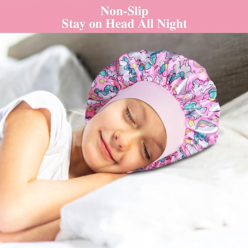 Bonetes de Satén para Niñas Heniho - 3 Piezas con Scrunchies