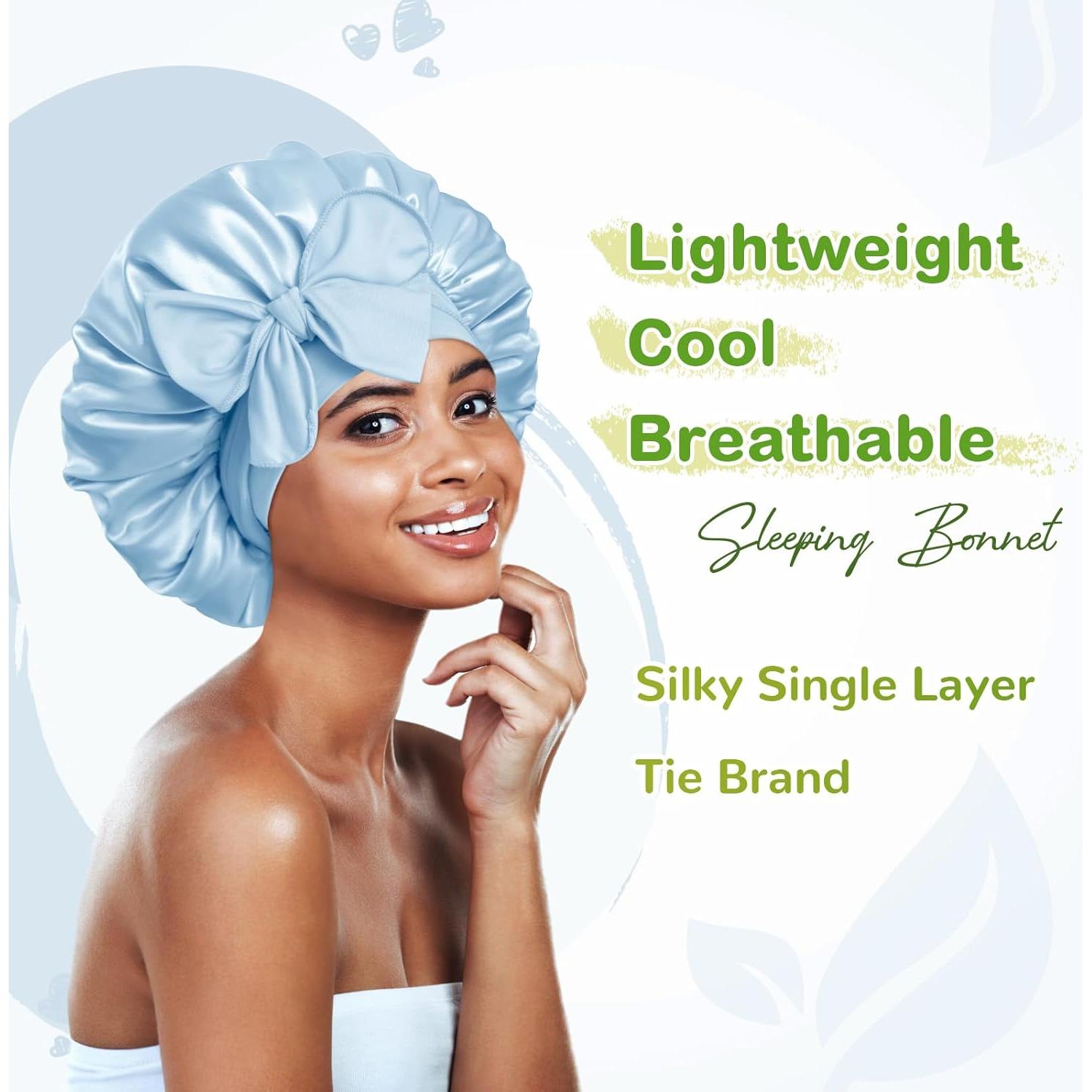 Bonete de Satén para Dormir Eastsun Azul Mediano Ajustable