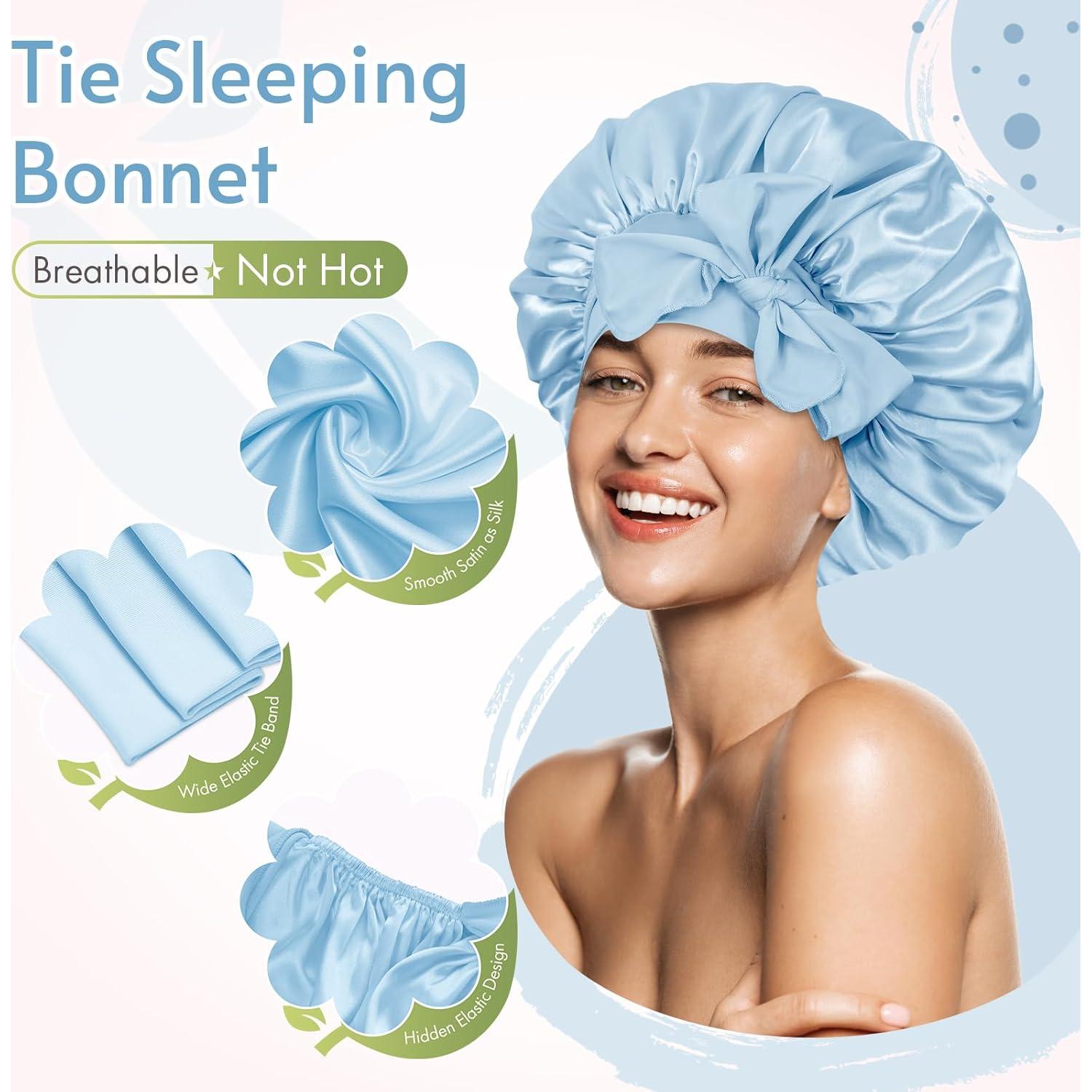 Bonete de Satén para Dormir Eastsun Azul Mediano Ajustable