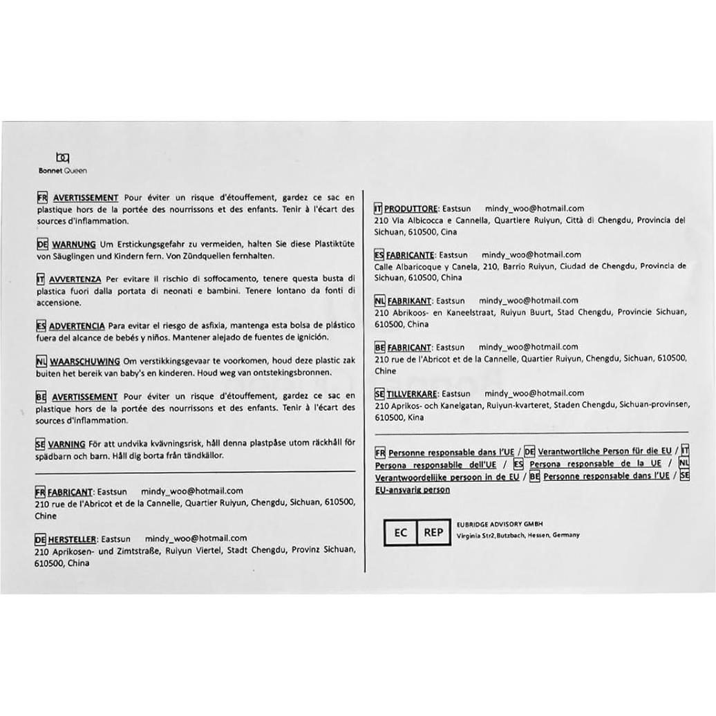 Bonete de Satén para Dormir Eastsun Azul Mediano Ajustable