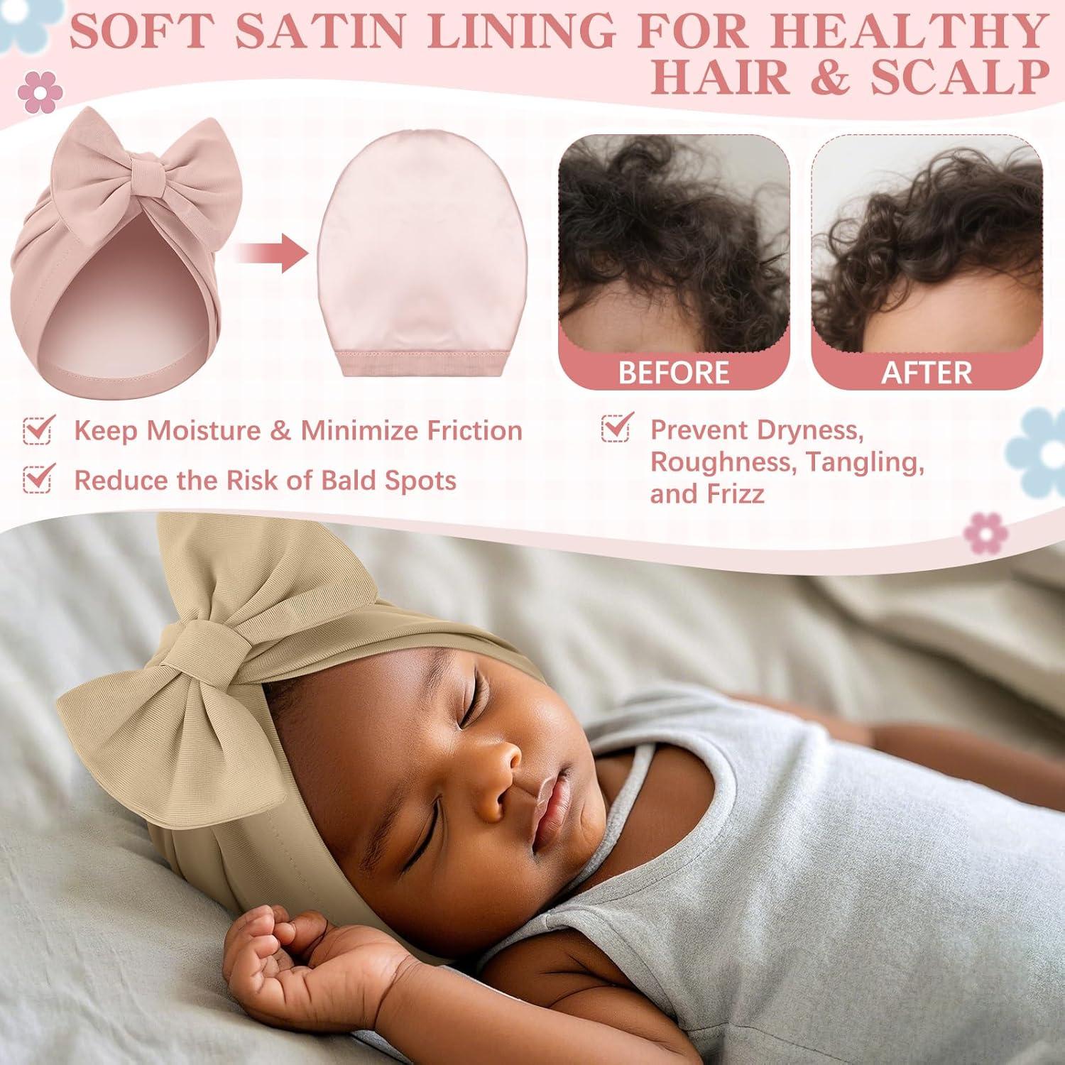 Bonete de Satén para Bebés 0-6 Meses - 6 Piezas con Lazo