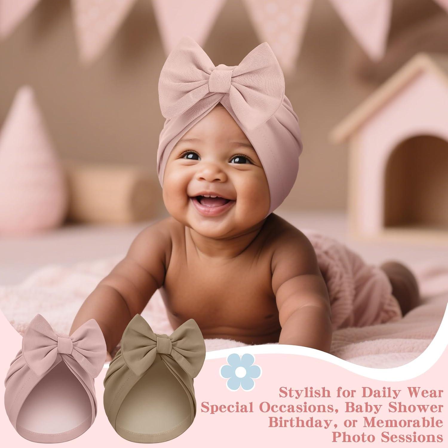 Bonete de Satén para Bebés 0-6 Meses - 6 Piezas con Lazo