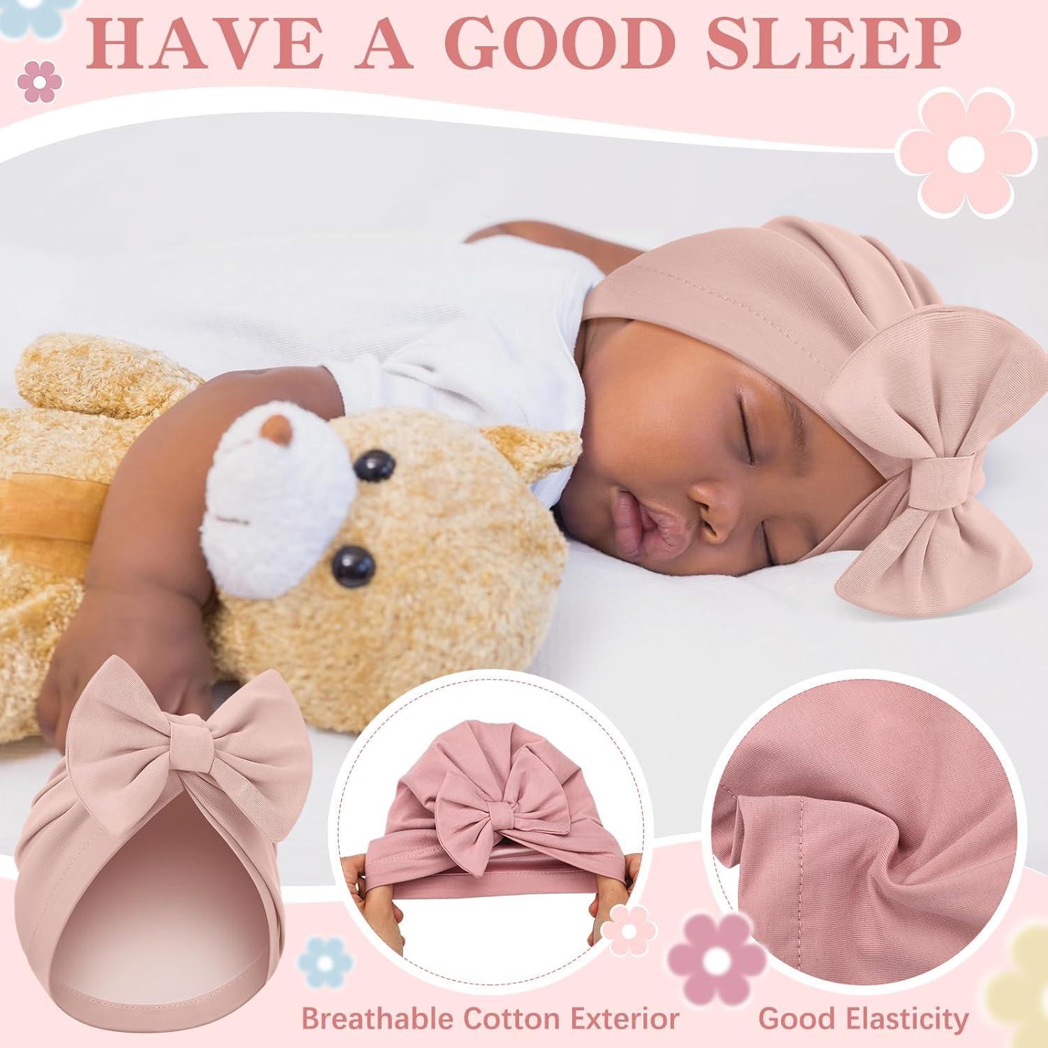 Bonete de Satén para Bebés 0-6 Meses - 6 Piezas con Lazo