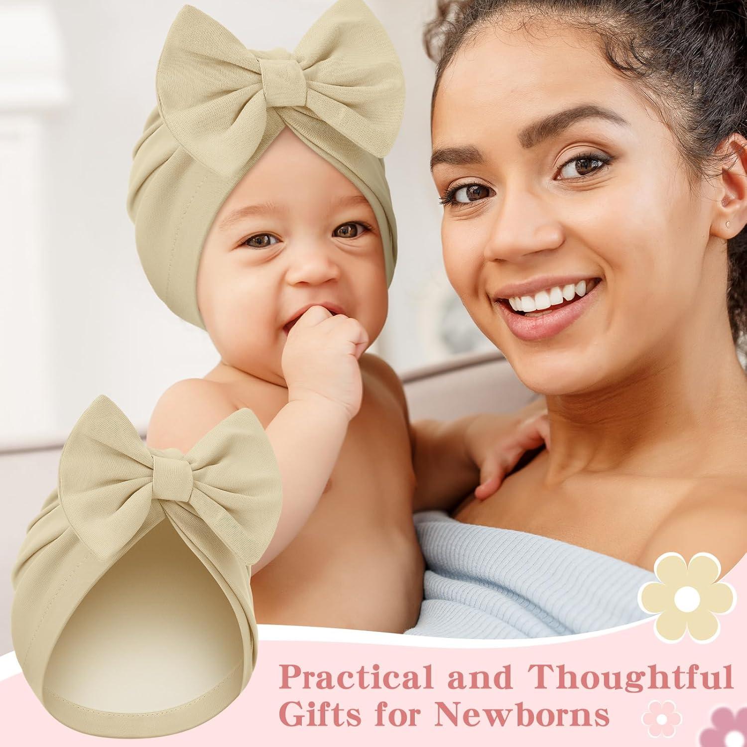 Bonete de Satén para Bebés 0-6 Meses - 6 Piezas con Lazo