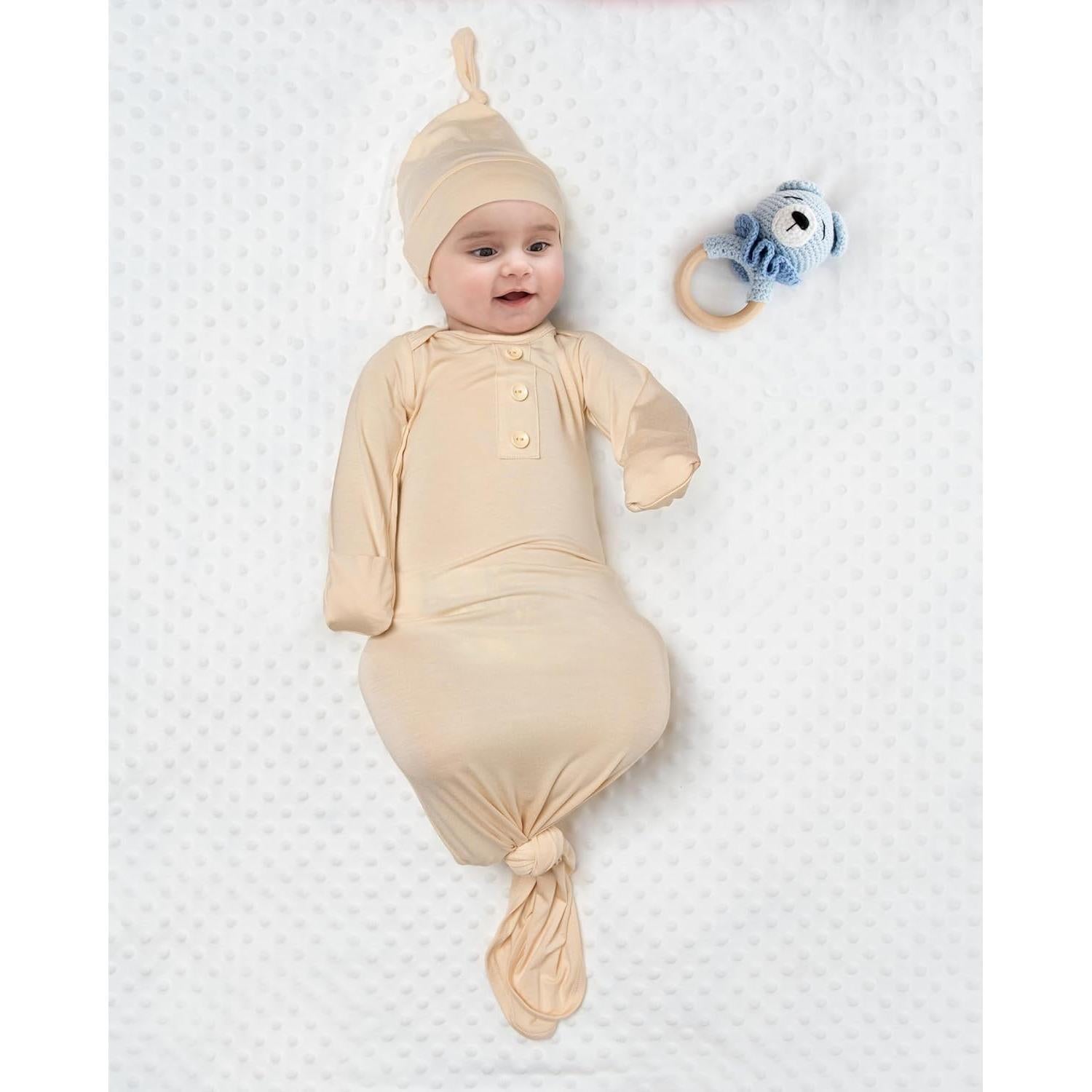 Vestido Anudado Bebé Recién Nacido 0-3 Meses con Sombrero