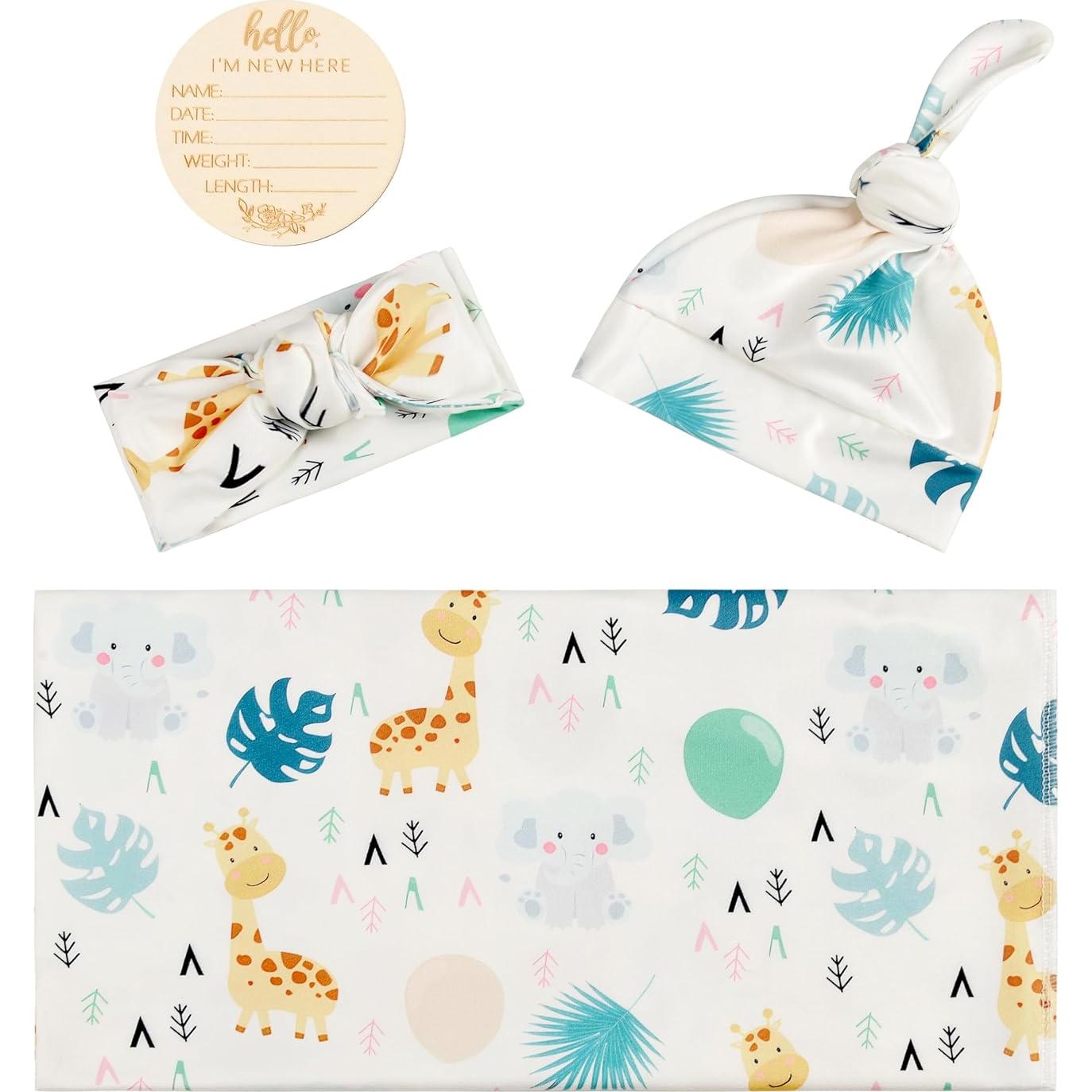 Conjunto Manta y Gorra Bebé Terriboo Estampado Animales 80x80 cm