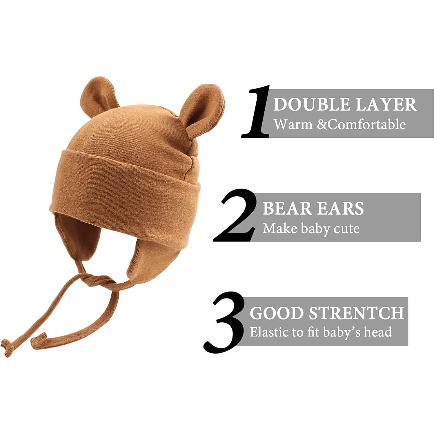 Gorro de Invierno para Bebé JANGANNSA 100% Algodón 0-12 Meses