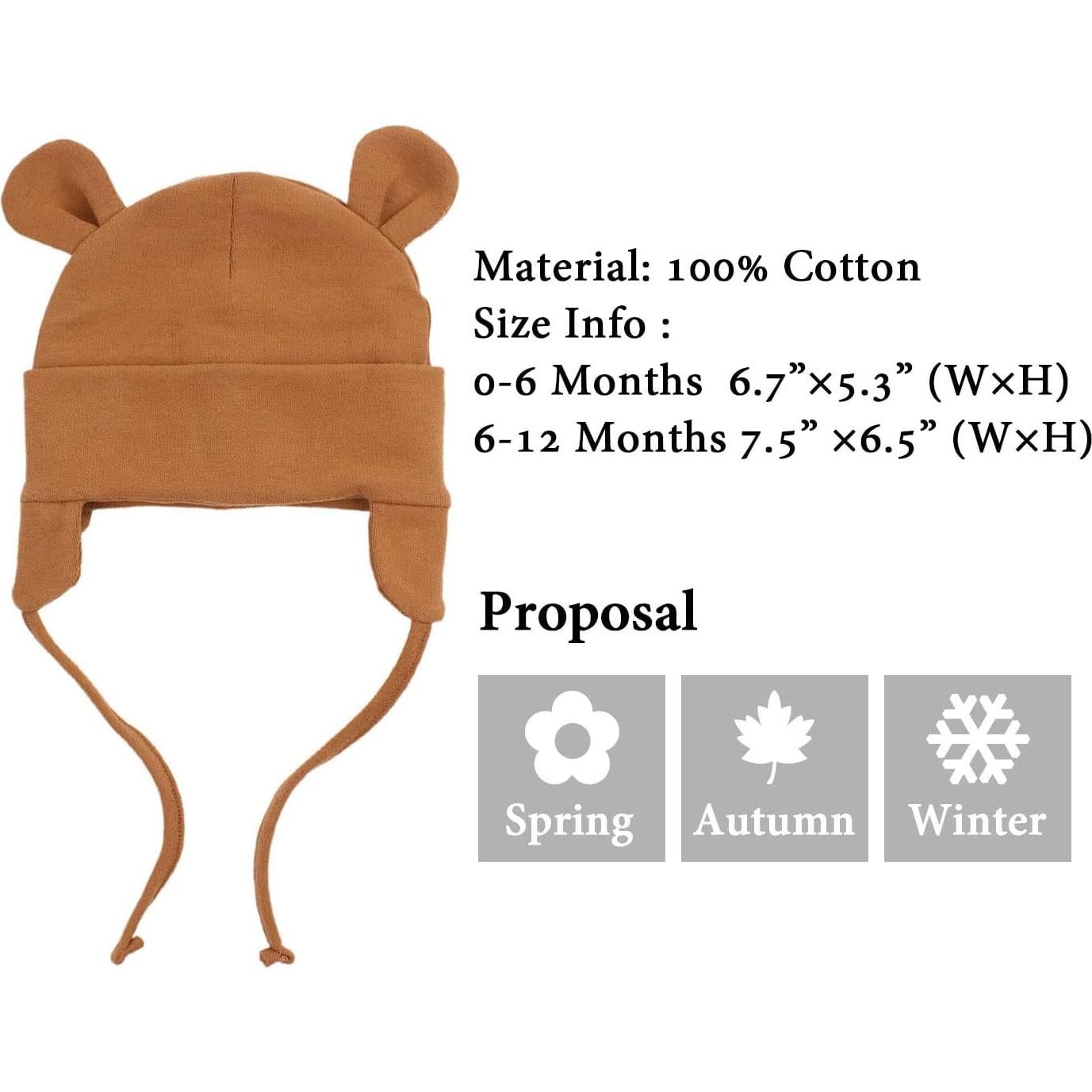 Gorro de Invierno para Bebé JANGANNSA 100% Algodón 0-12 Meses