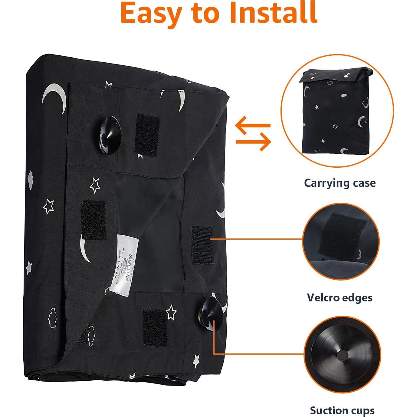 Cortina de Oscurecimiento Portátil Amazon Basics Luna y Estrellas 127x198 cm