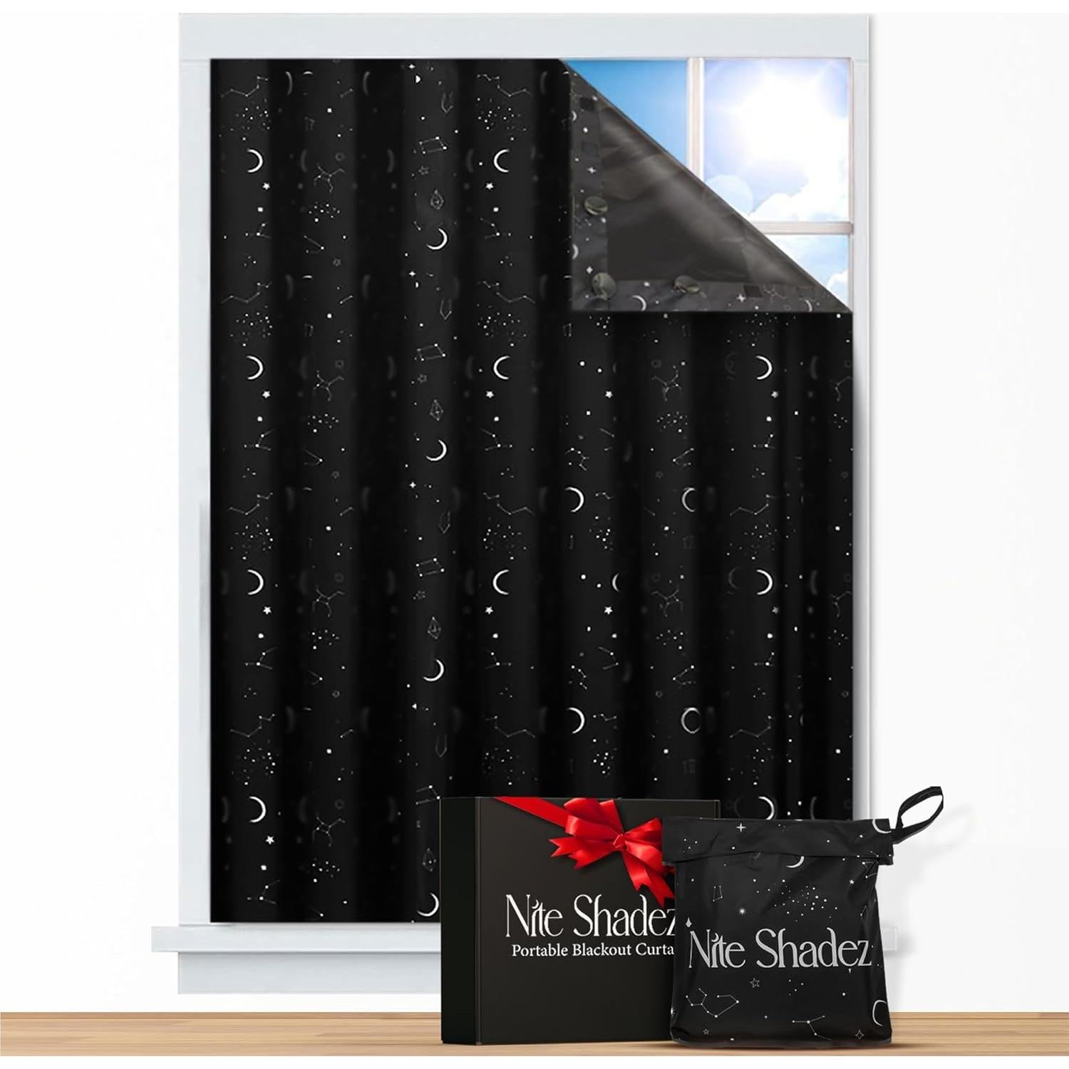 Cortinas Blackout Portátiles Nite Shadez 60x80cm Estrellas UV