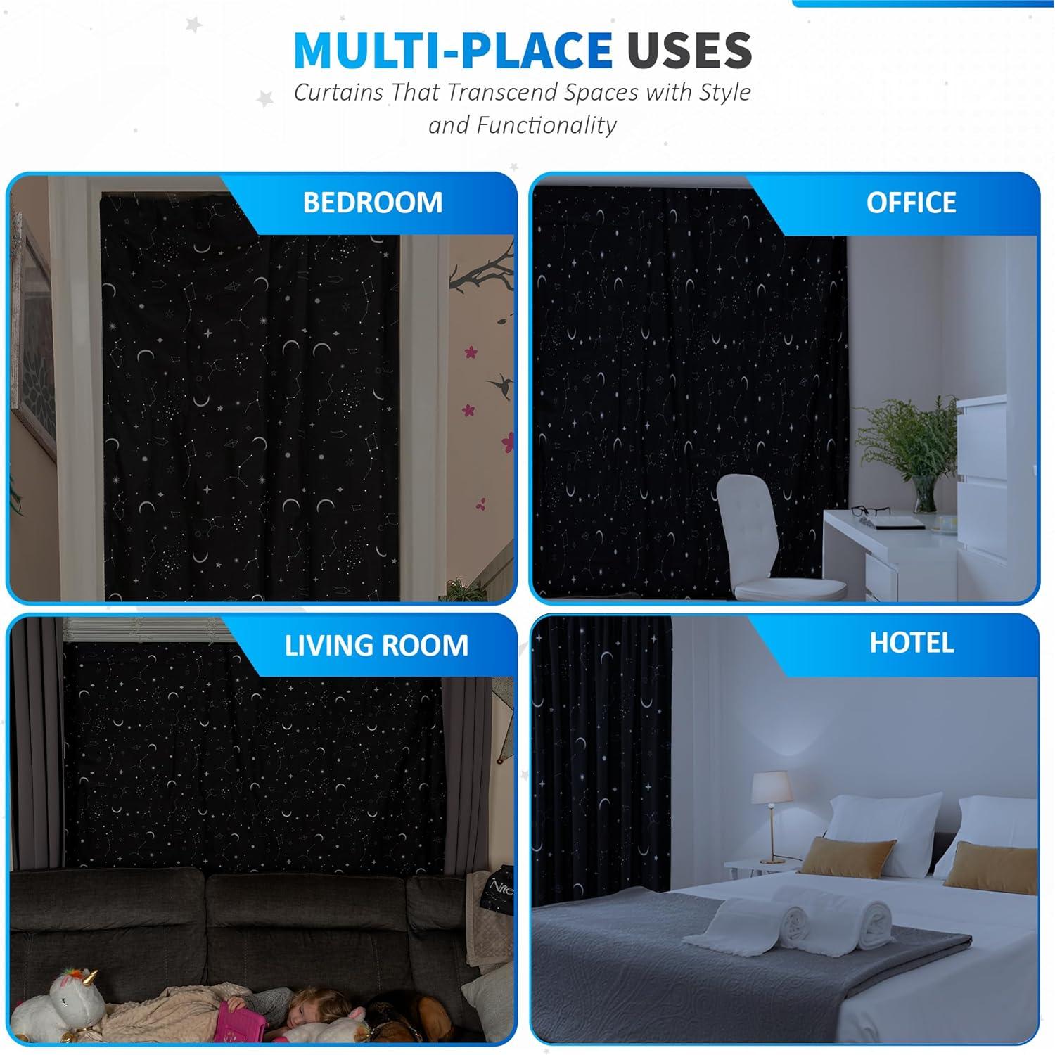 Cortinas Blackout Portátiles Nite Shadez 60x80cm Estrellas UV