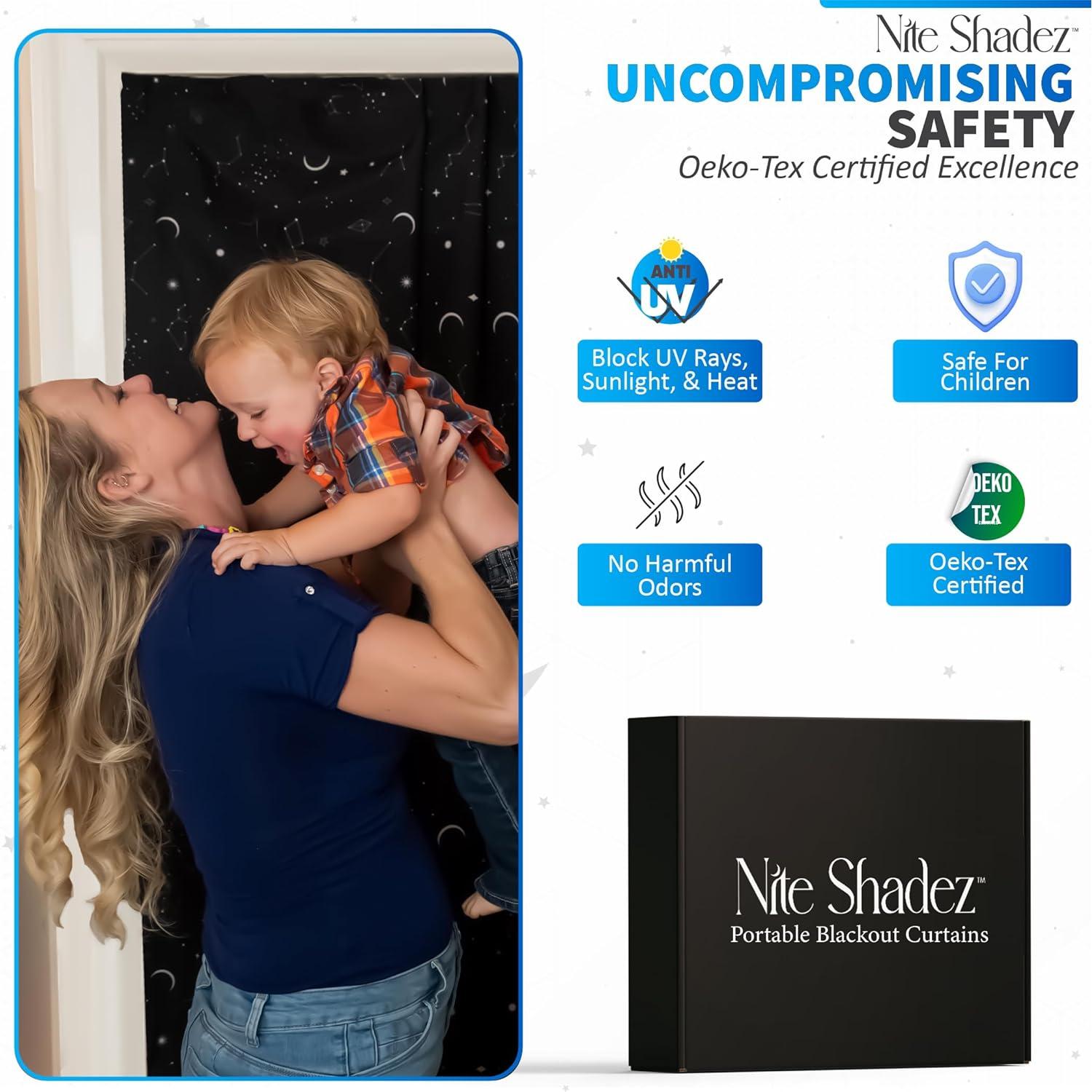 Cortinas Blackout Portátiles Nite Shadez 60x80cm Estrellas UV