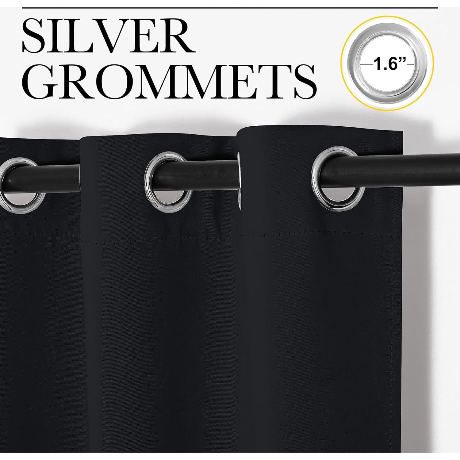 Cortinas Opacas Térmicas NICETOWN 106.68x160 cm 2 Paneles Negro