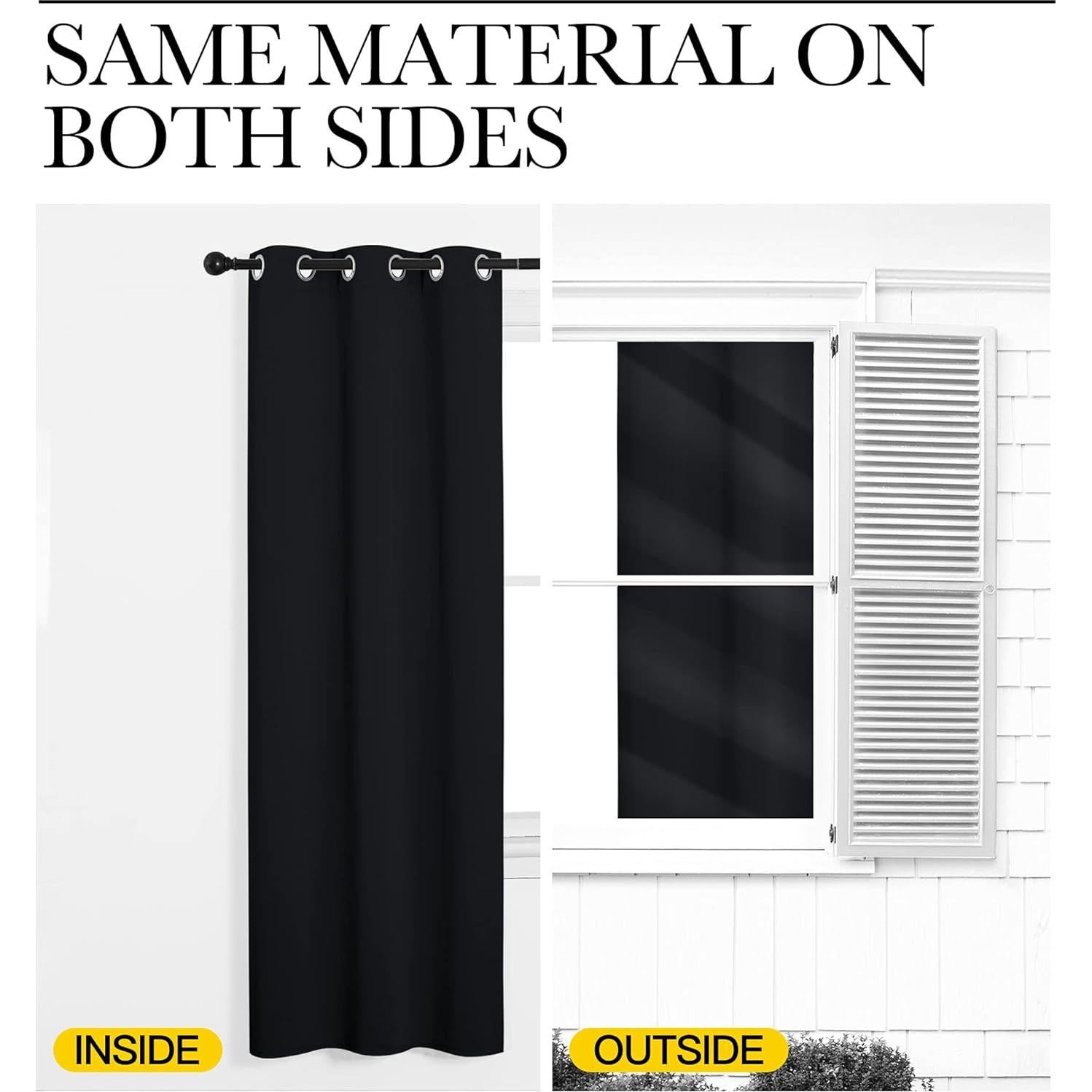 Cortinas Opacas Térmicas NICETOWN 106.68x160 cm 2 Paneles Negro