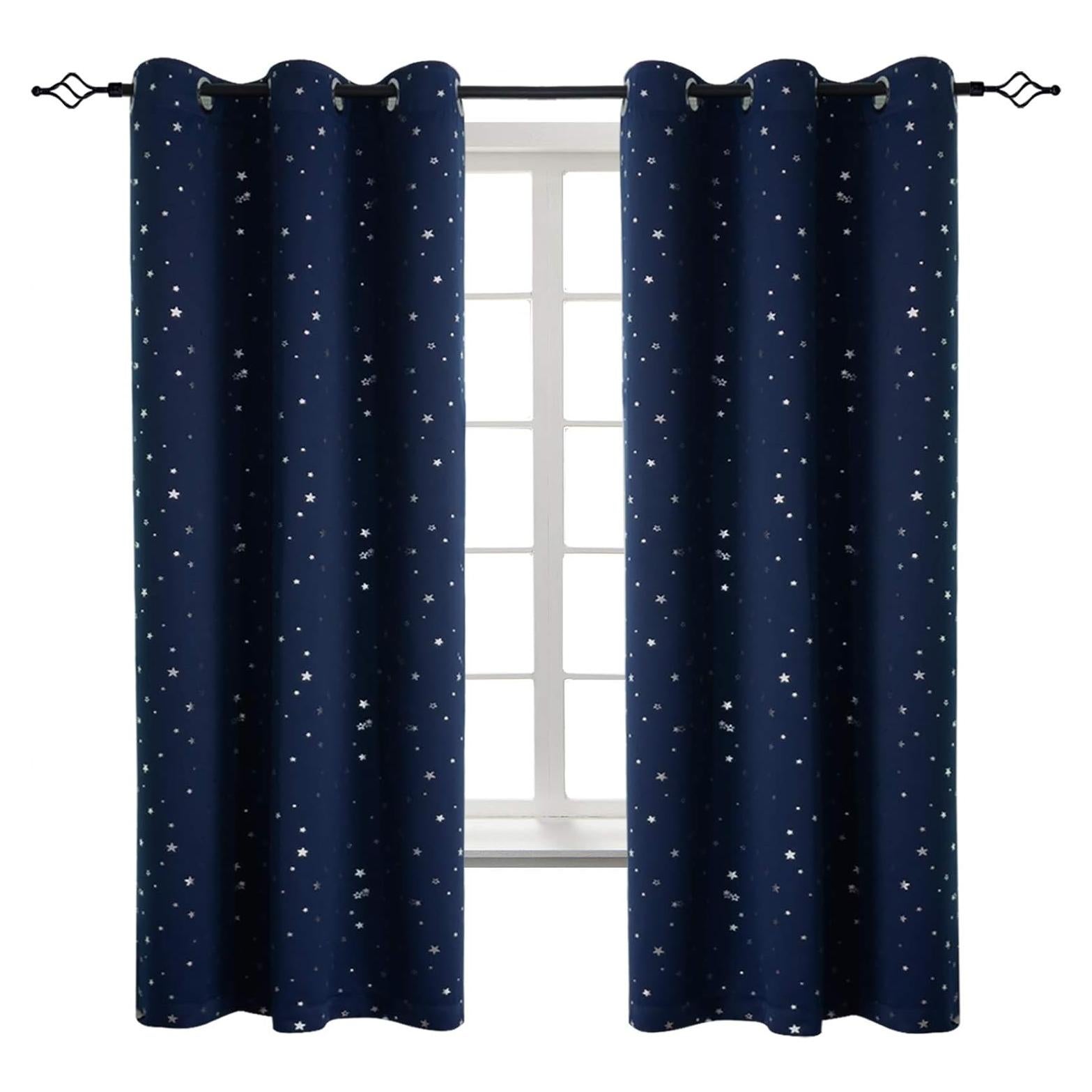 Cortinas Opacas BGment para Niños Estrellas 106.68x160.02cm Azul Marino