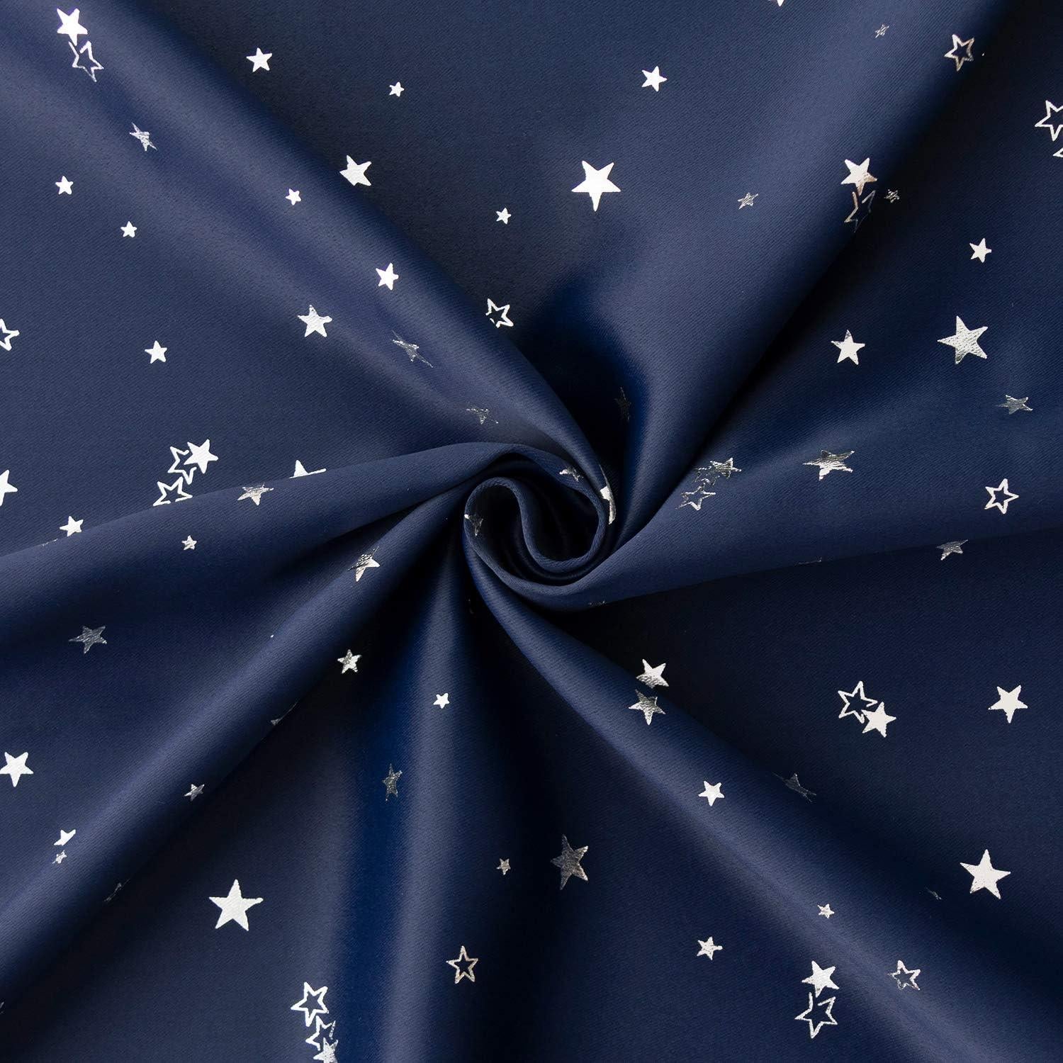 Cortinas Opacas BGment para Niños Estrellas 106.68x160.02cm Azul Marino