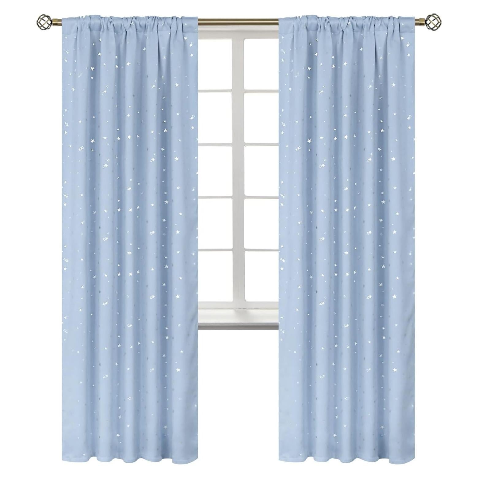 Cortinas Opacas BGment 2 Paneles 106.68x213.36cm Azul Bebé