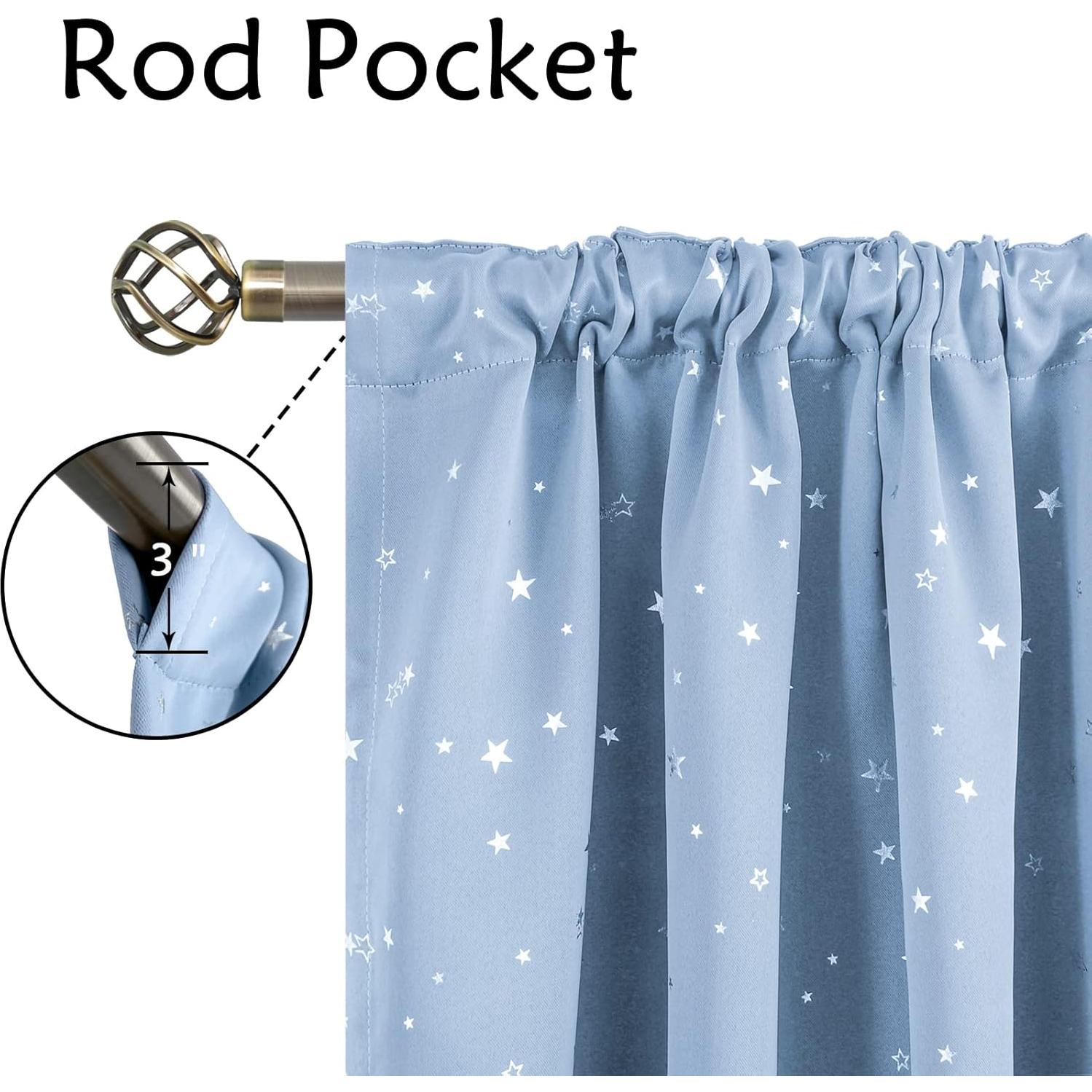 Cortinas Opacas BGment 2 Paneles 106.68x213.36cm Azul Bebé