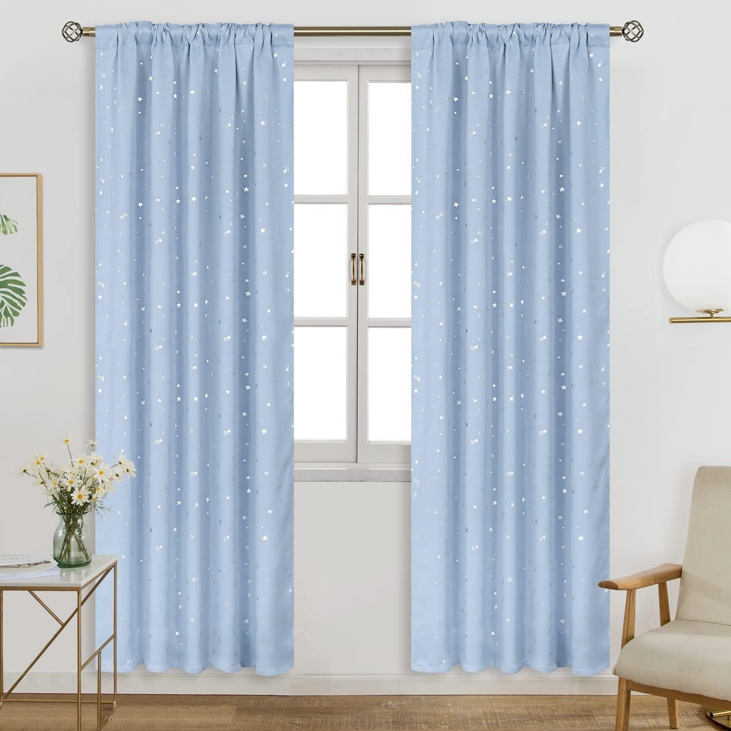 Cortinas Opacas BGment 2 Paneles 106.68x213.36cm Azul Bebé