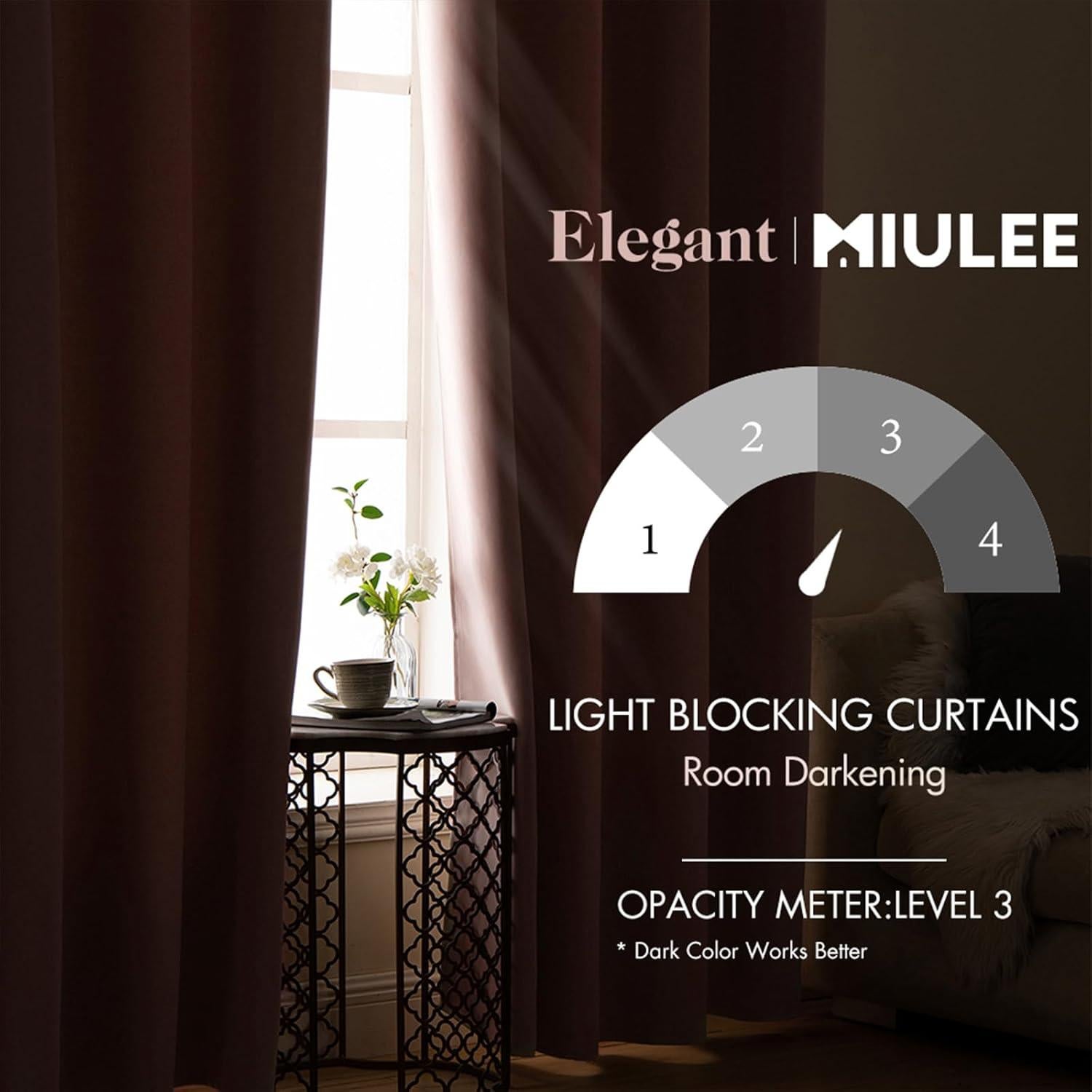 Cortinas blackout MIULEE Rosa Bebé 2 paneles 132 x 213 cm