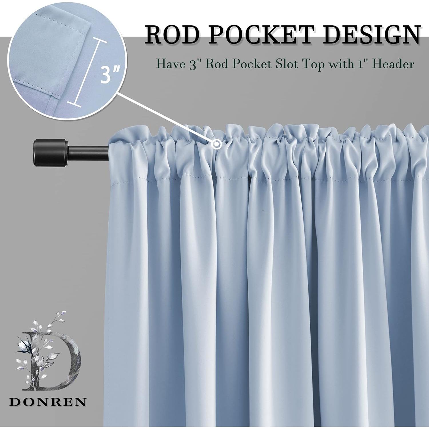 Cortinas Opacas Aislantes Térmicas DONREN Azul Claro 106.68x213.36cm