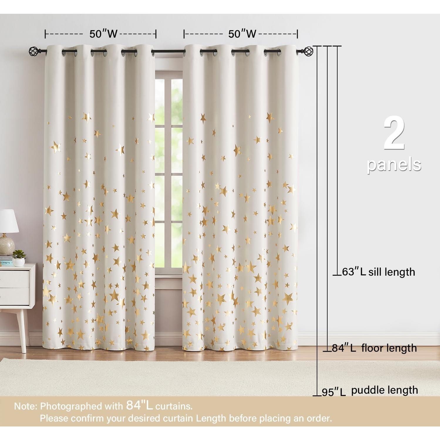 Cortinas Opacas Treatmentex Estrella Ivory 50x63 cm, Pack de 2