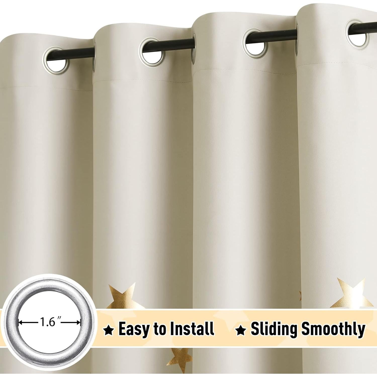 Cortinas Opacas Treatmentex Estrella Ivory 50x63 cm, Pack de 2