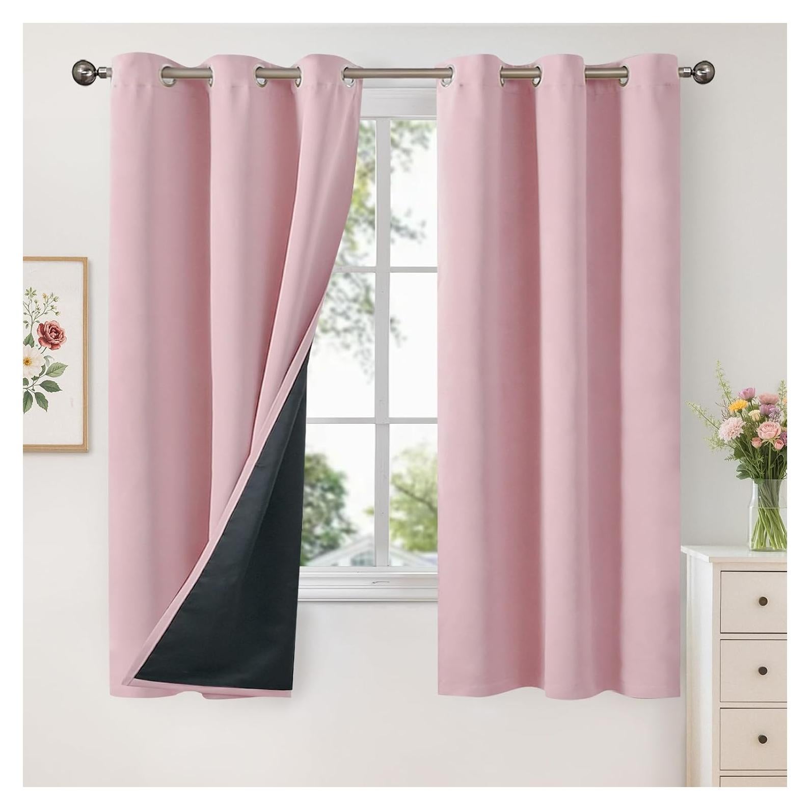 Cortinas Blackout YoungsTex Rosa Bebé 2 Paneles 42x63 cm