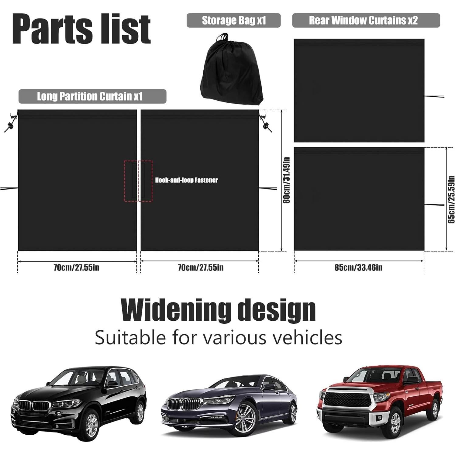 Cortinas de Privacidad para Automóviles Abizarch - 3 Piezas