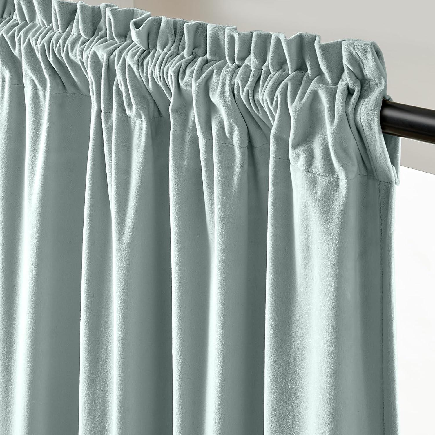 Cortinas Blackout Lazzzy Terciopelo Azul Bruma 132x274 cm 2 Paneles