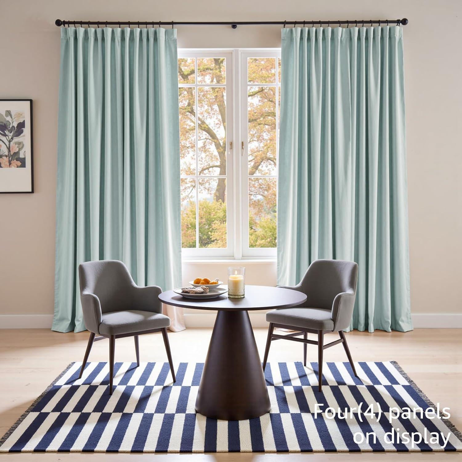 Cortinas Blackout Lazzzy Terciopelo Azul Bruma 132x274 cm 2 Paneles