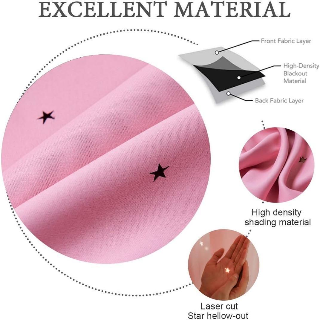 Cortinas Opacas Doble Capa UNISTAR 86x213 cm Rosa Estrellas